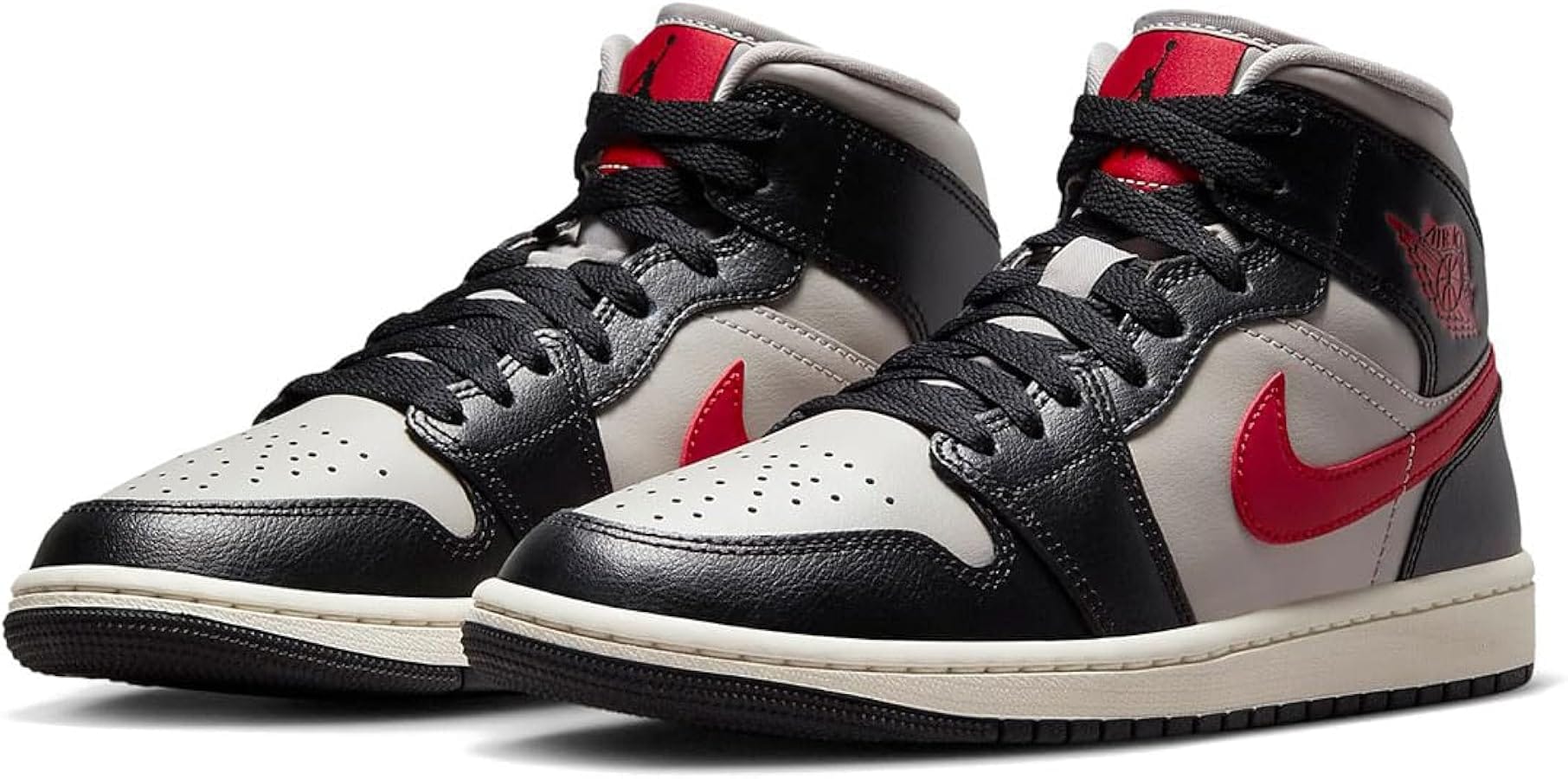 Air Jordan Jordan 1 Mid Black College Grey Gym Red (W)