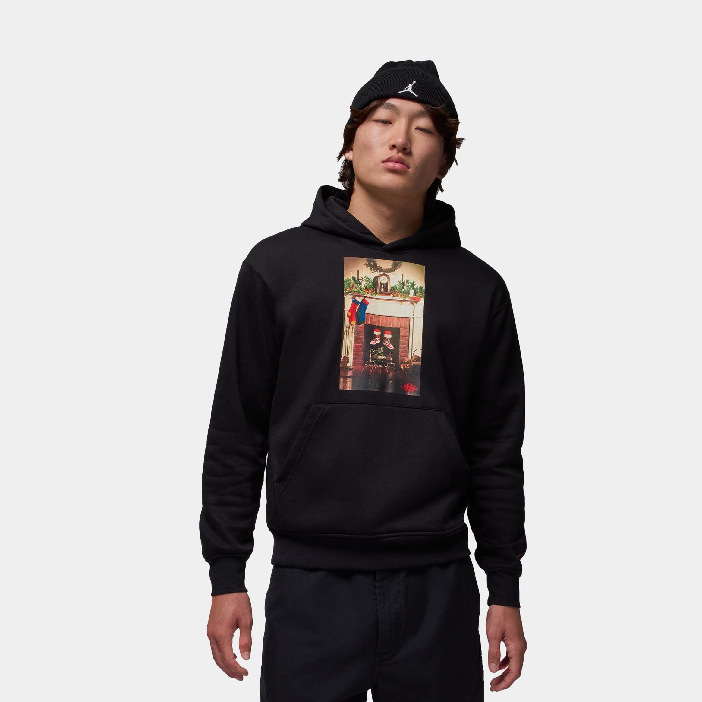 Air Jordan Jumpman Chimney Pullover Mens Hoodie (Black/Gym Red)
