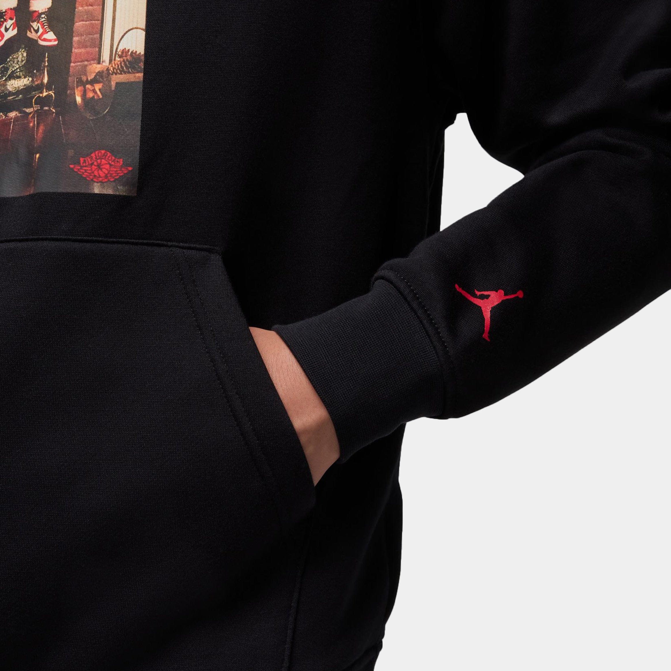 Air Jordan Jumpman Chimney Pullover Mens Hoodie (Black/Gym Red)
