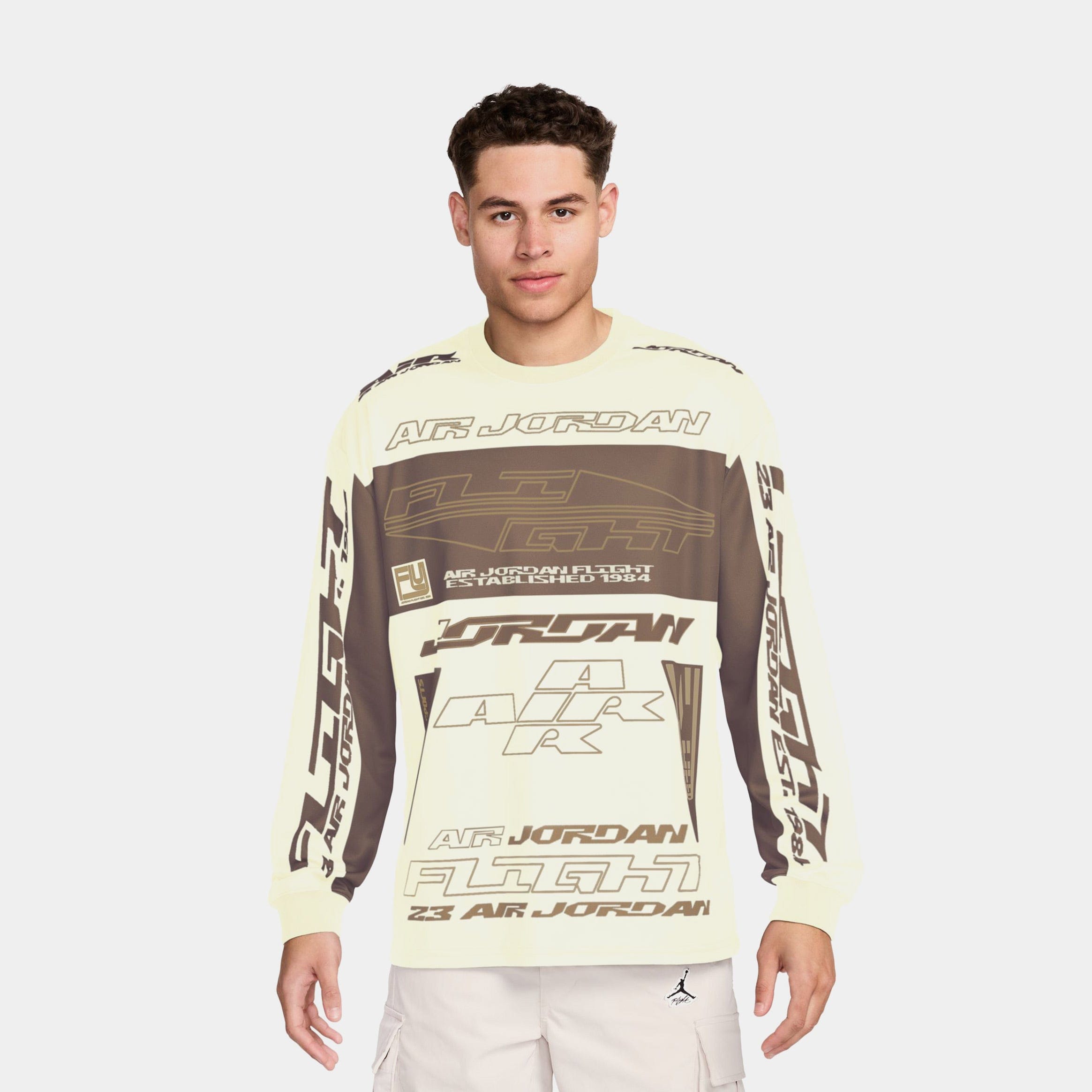 Air Jordan MVP Printed Mens Long Sleeve Shirt (Tan)