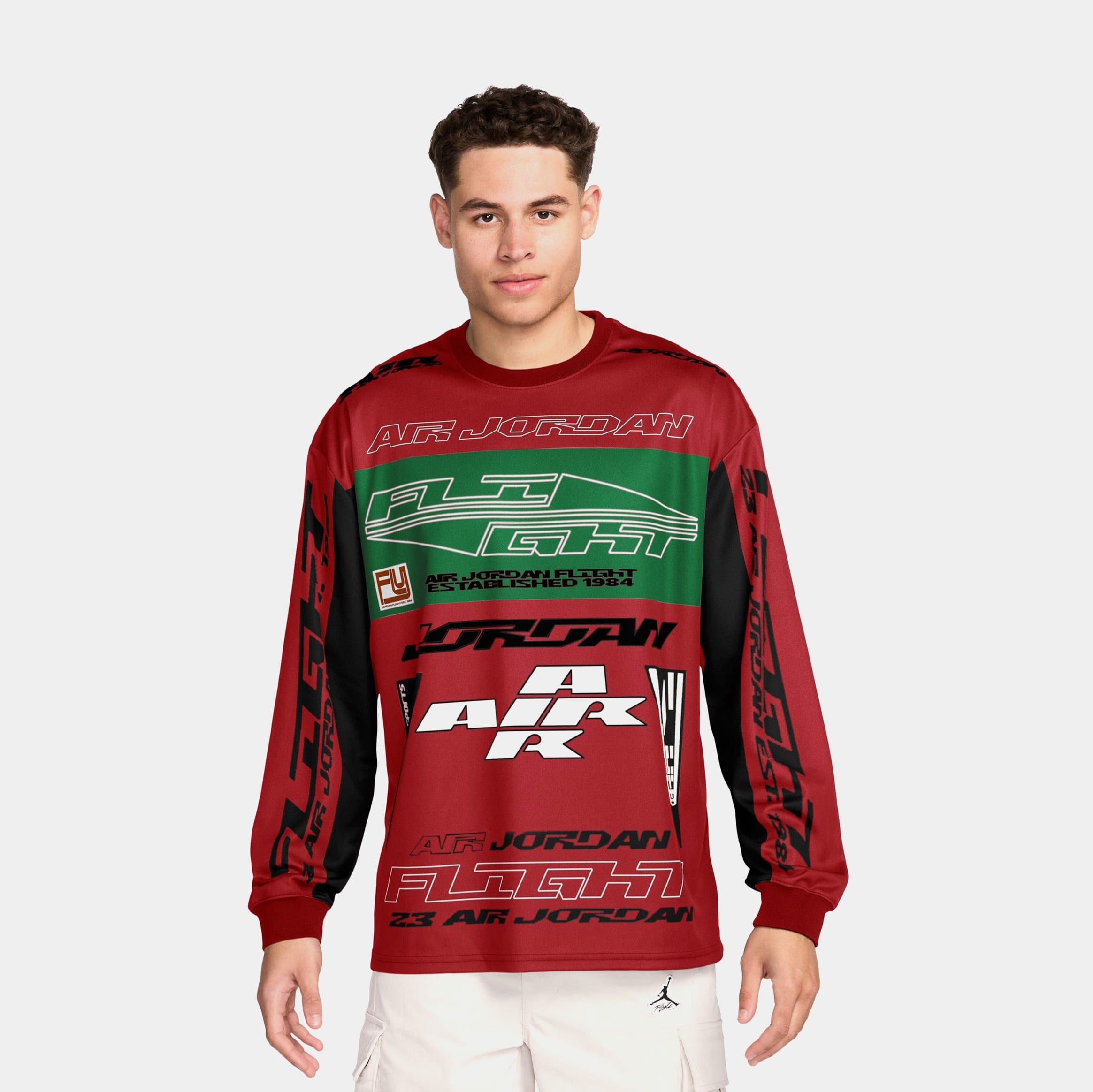 Air Jordan MVP Printed Mens Long Sleeve Shirt (Red/Green)