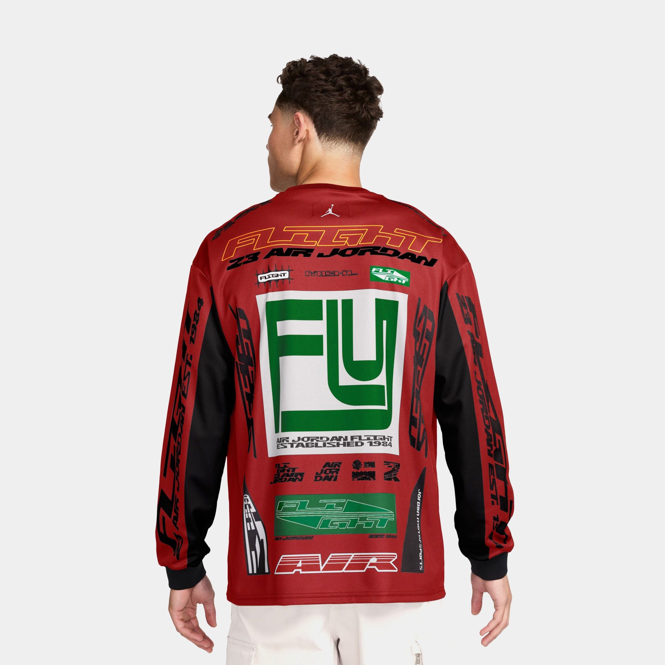 Air Jordan MVP Printed Mens Long Sleeve Shirt (Red/Green)