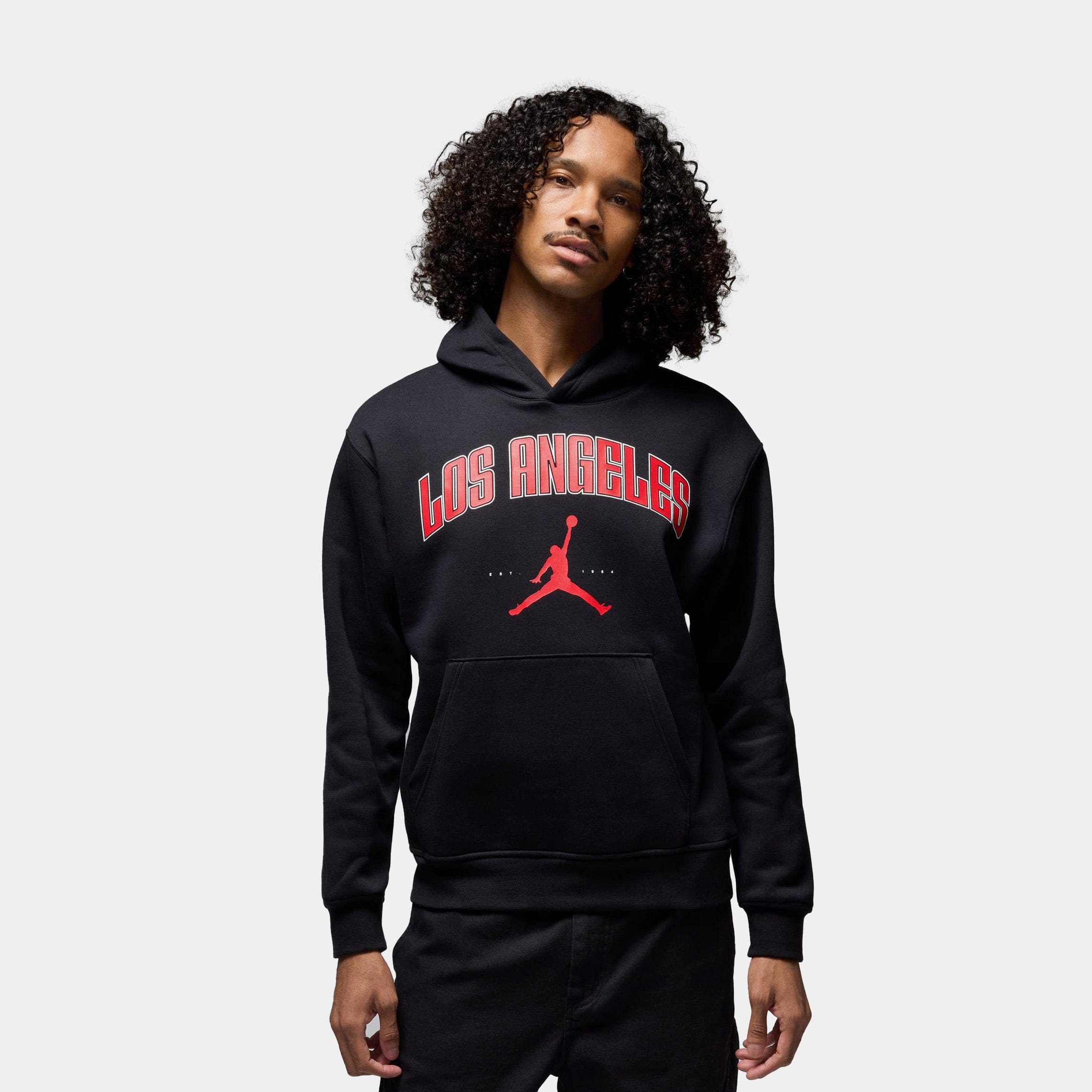 Air Jordan LA City Fleece Pullover Mens Hoodie (Black/Red)