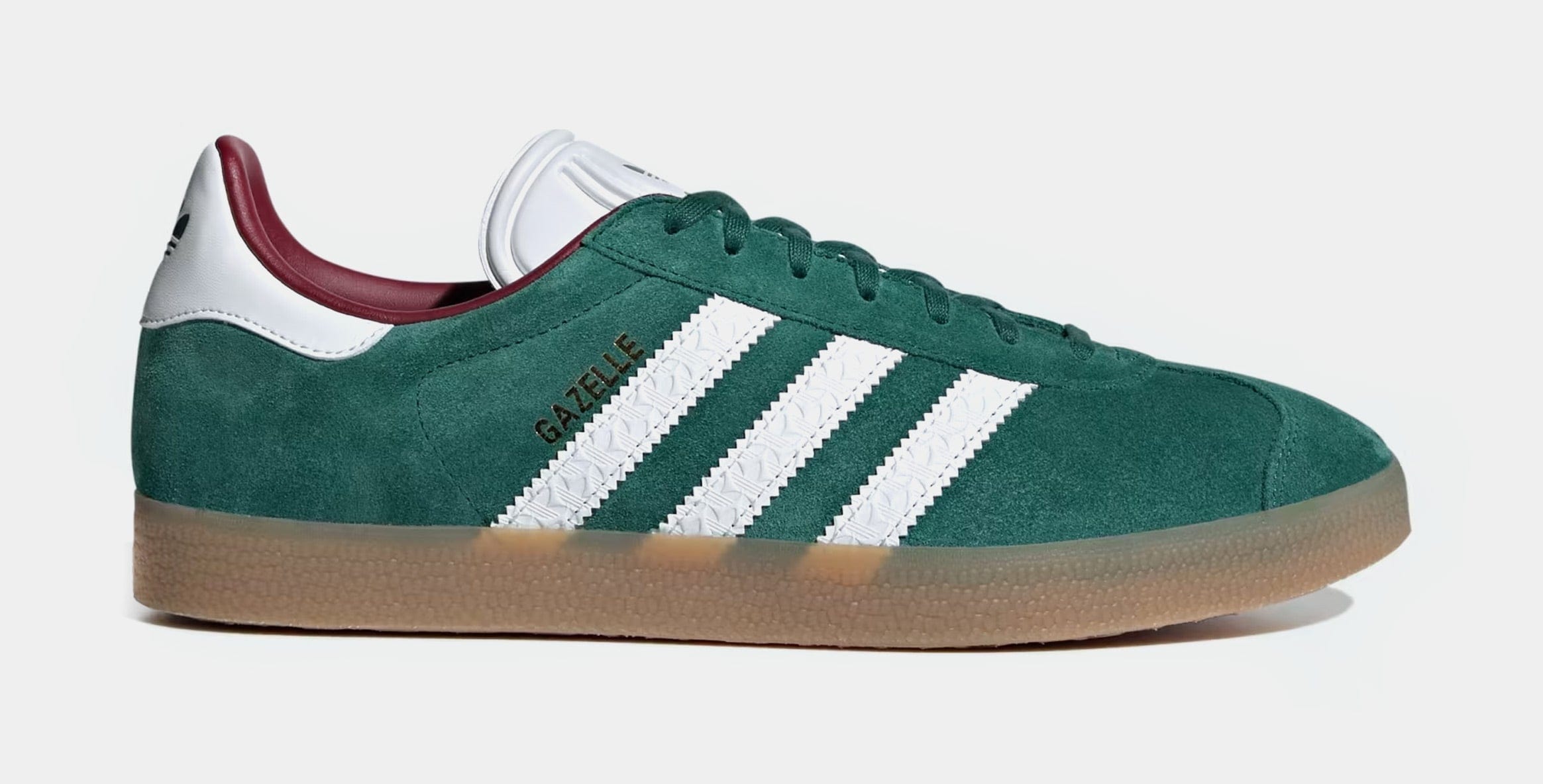 adidas Gazelle Mens Lifestyle Shoes (Collegiate Green/Cloud White/Collegiate Burgundy)