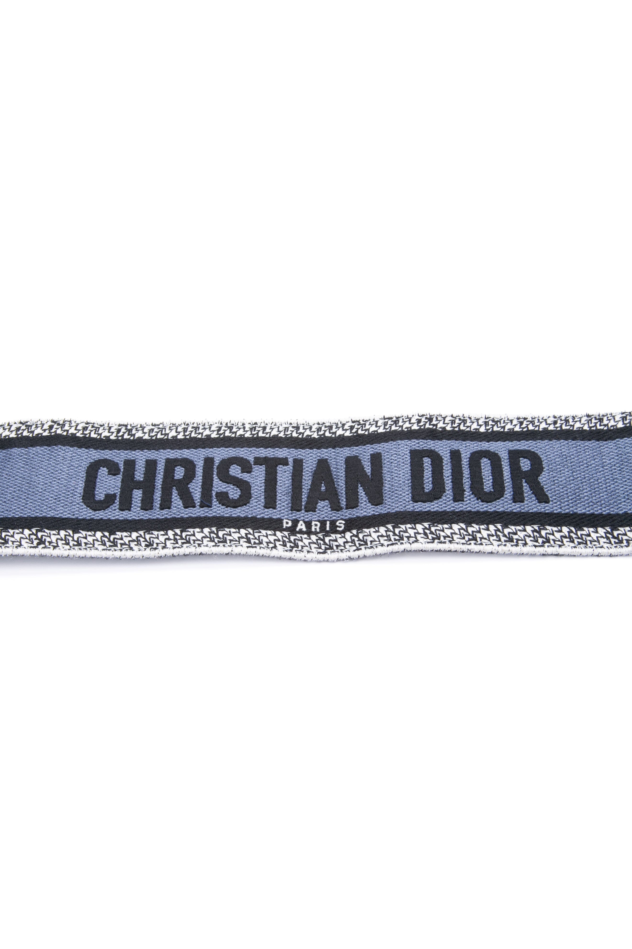 DIOR Christian Dior Embroidered Black and Blue Adjustable Shoulder Crossbody Strap with Ring