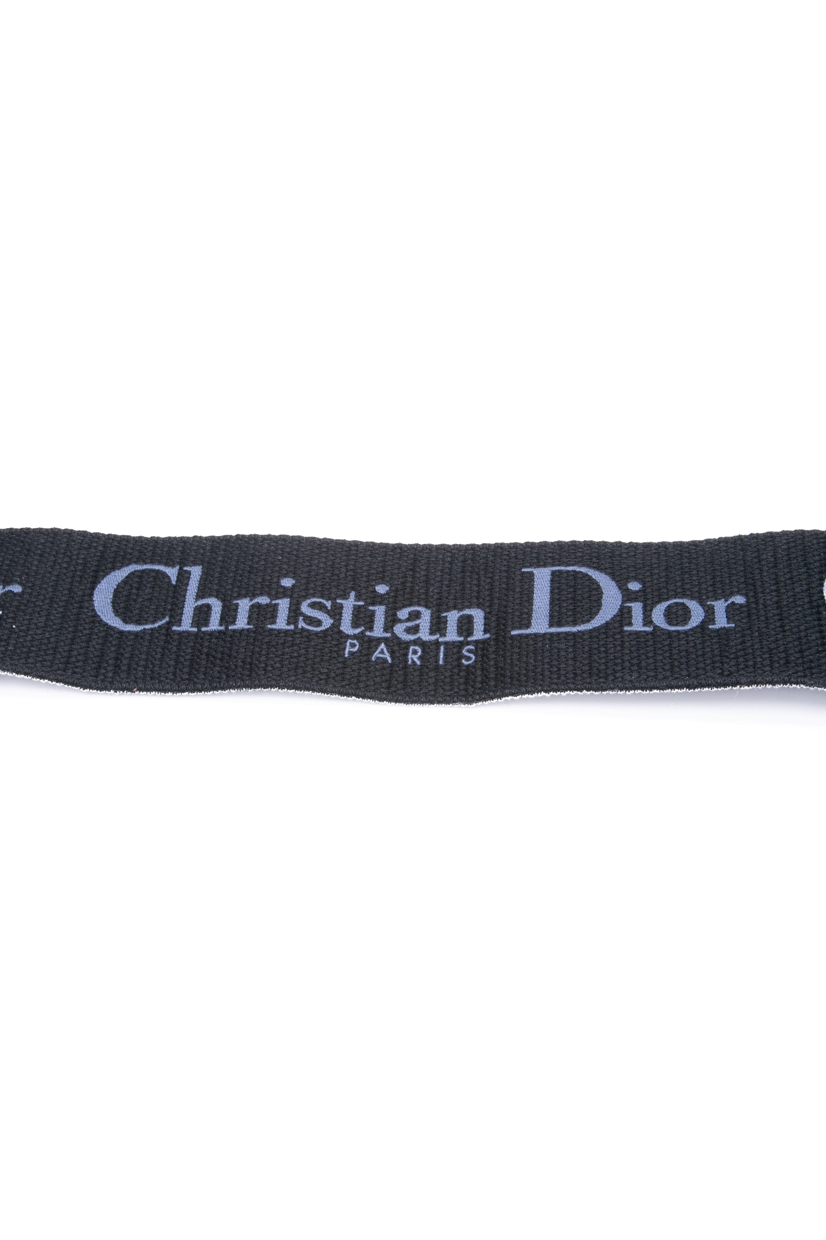 DIOR Christian Dior Embroidered Black and Blue Adjustable Shoulder Crossbody Strap with Ring