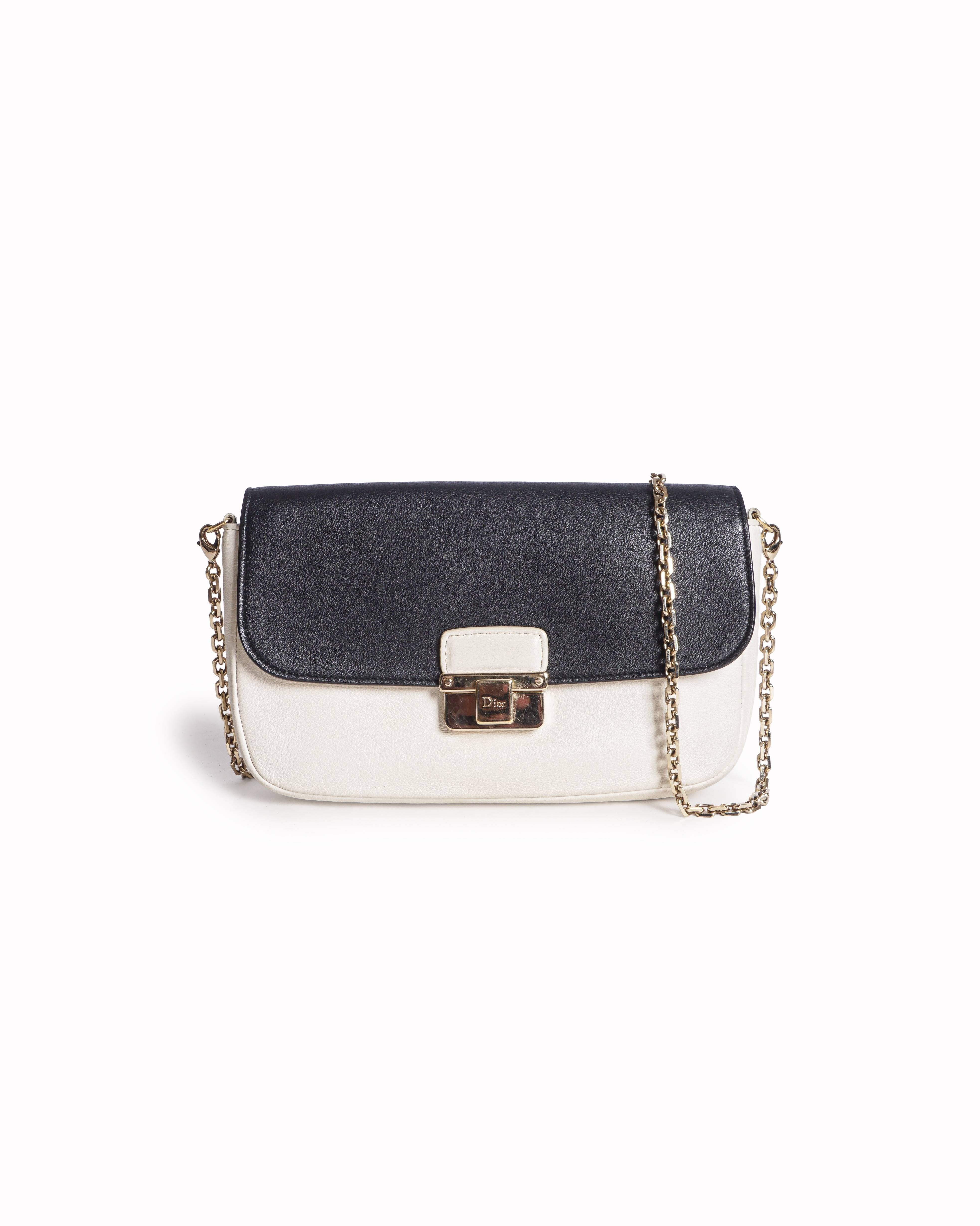 Dior Two - Tone Black & Cream Leather Promenade Crossbody Bag