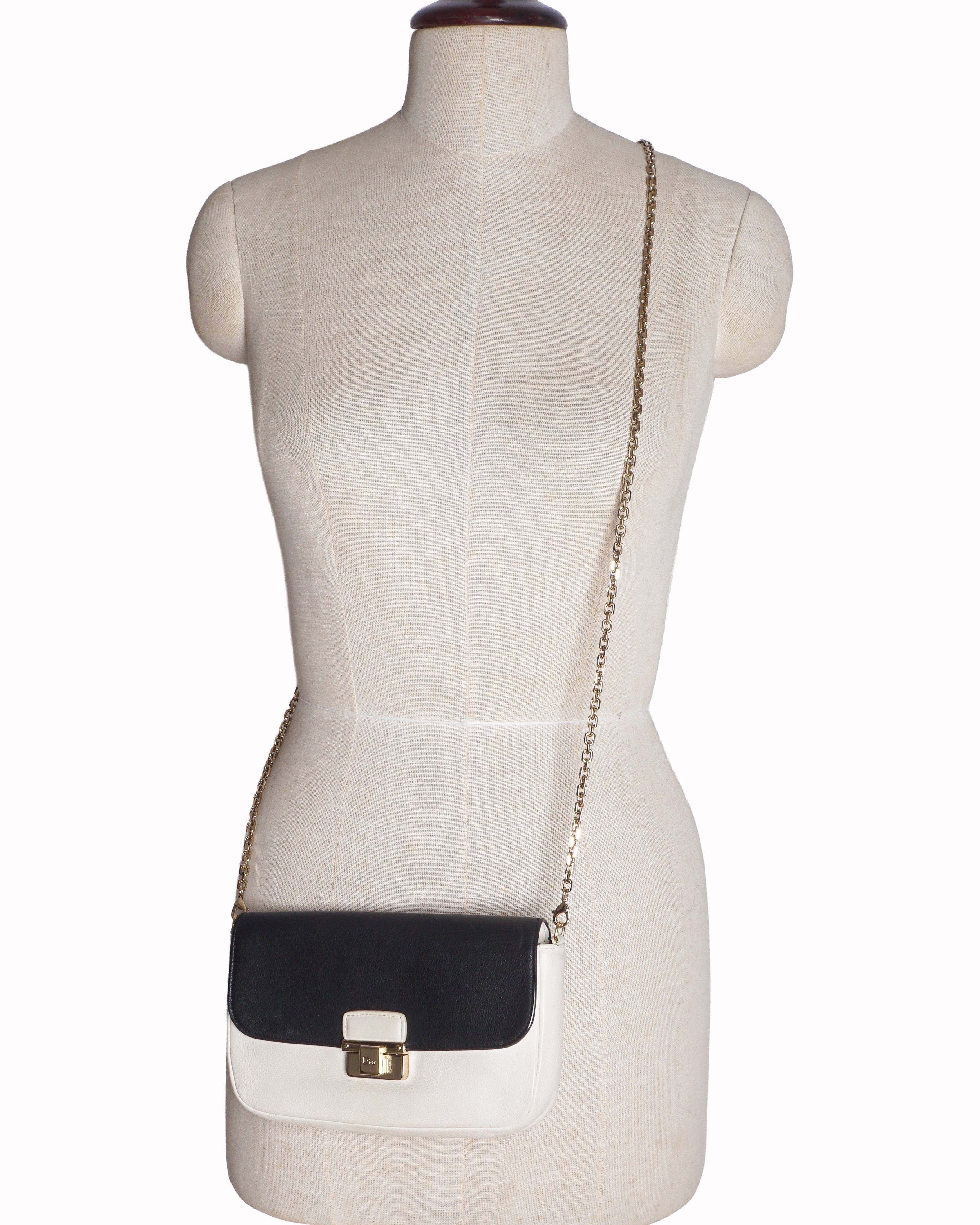 Dior Two - Tone Black & Cream Leather Promenade Crossbody Bag