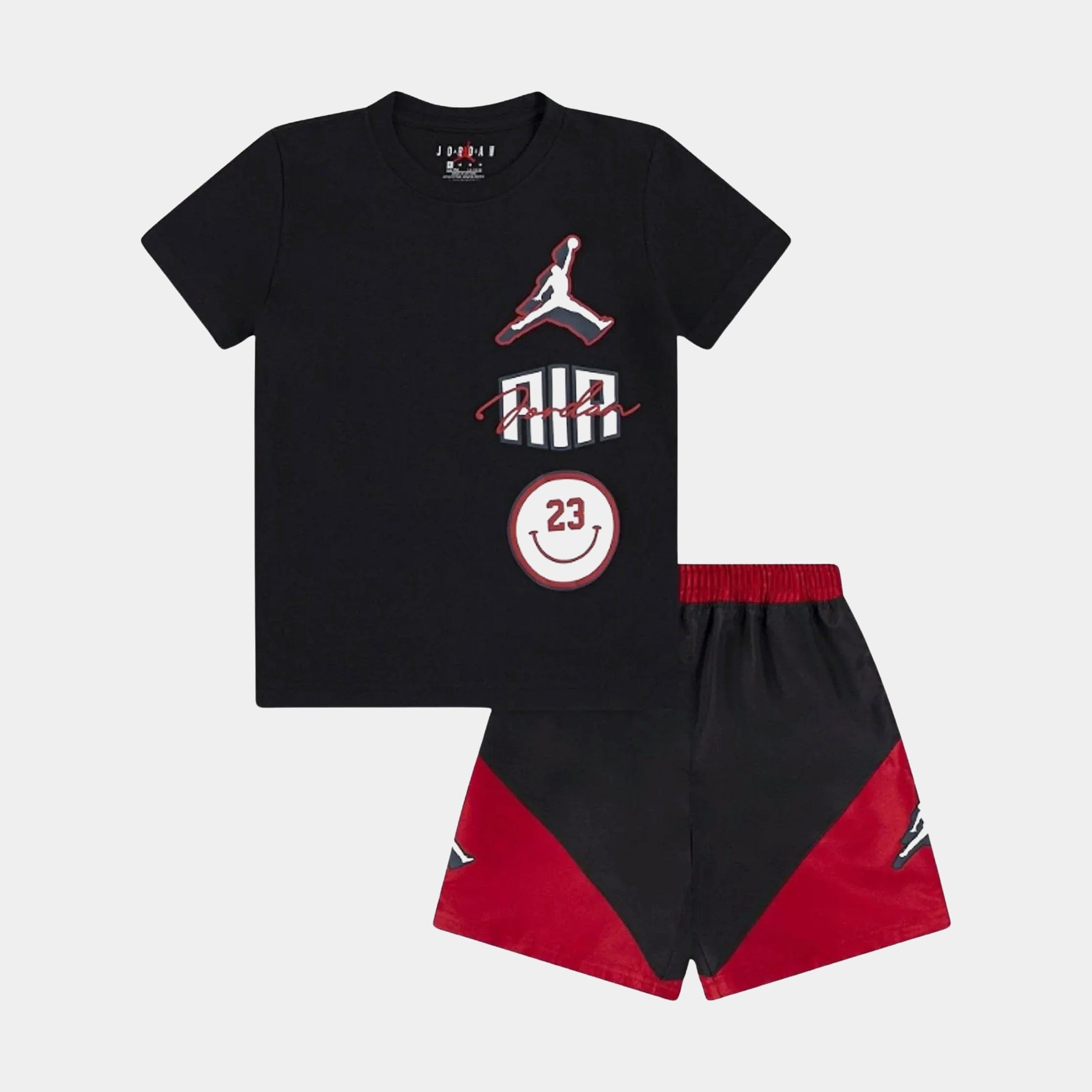 Air Jordan Jumpman Stacked Short Preschool Set (Black/Red)