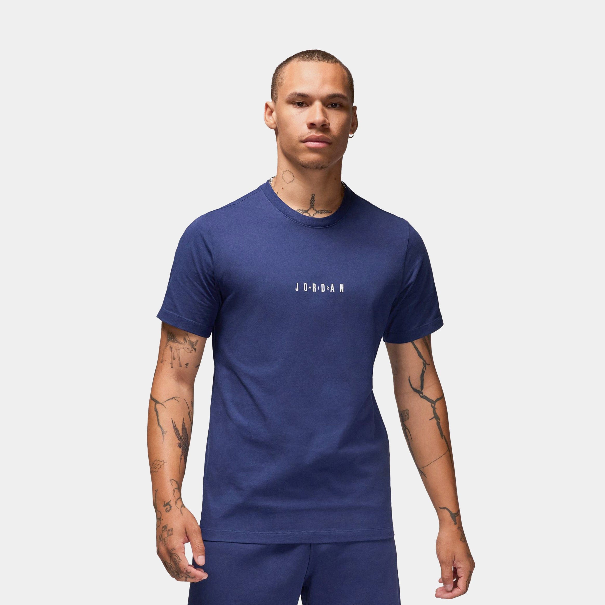 Air Jordan EMB Air Mens Short Sleeve Shirt (Navy/Purple)