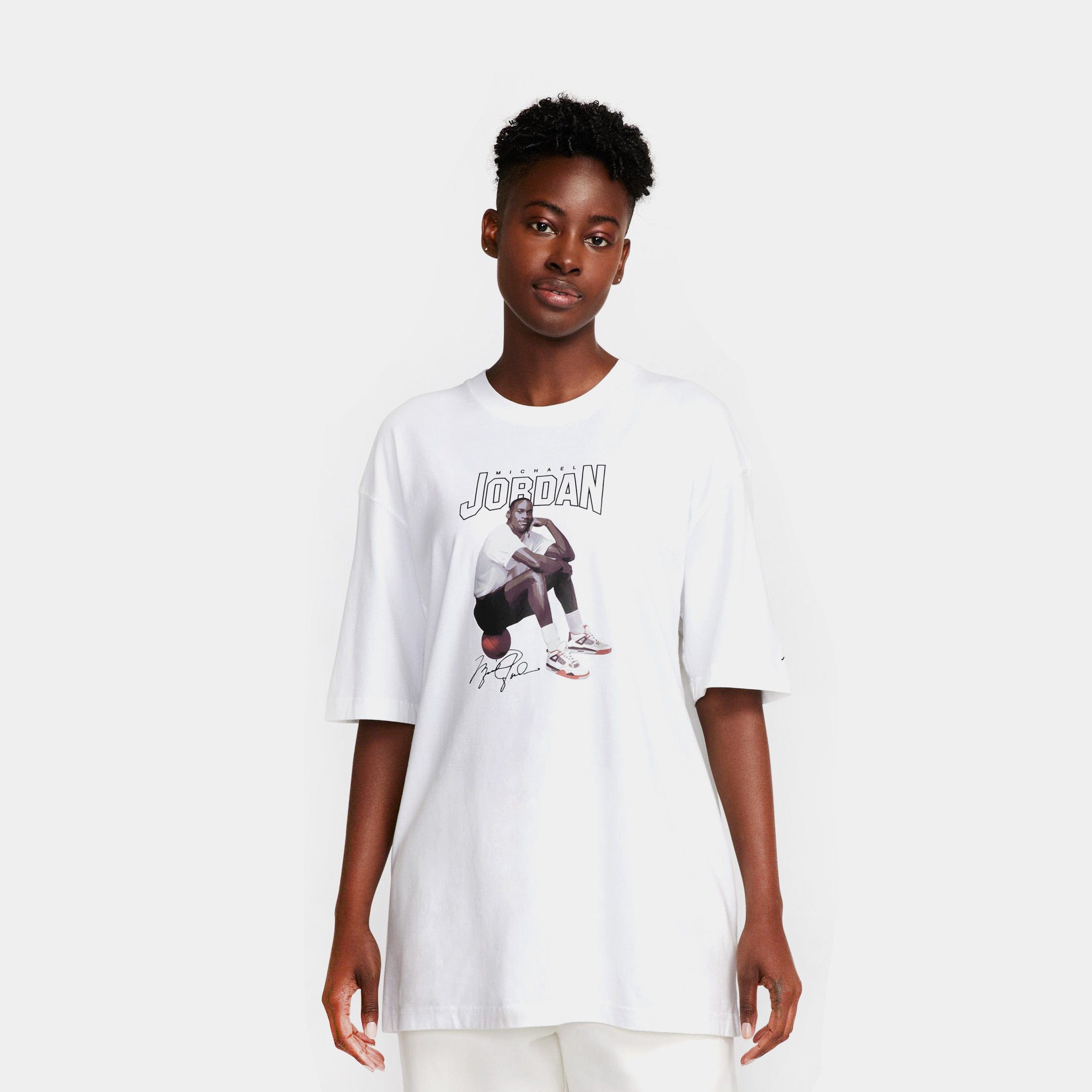 Air Jordan Michael Jordan Graphic Womens Short Sleeve Shirt (White)