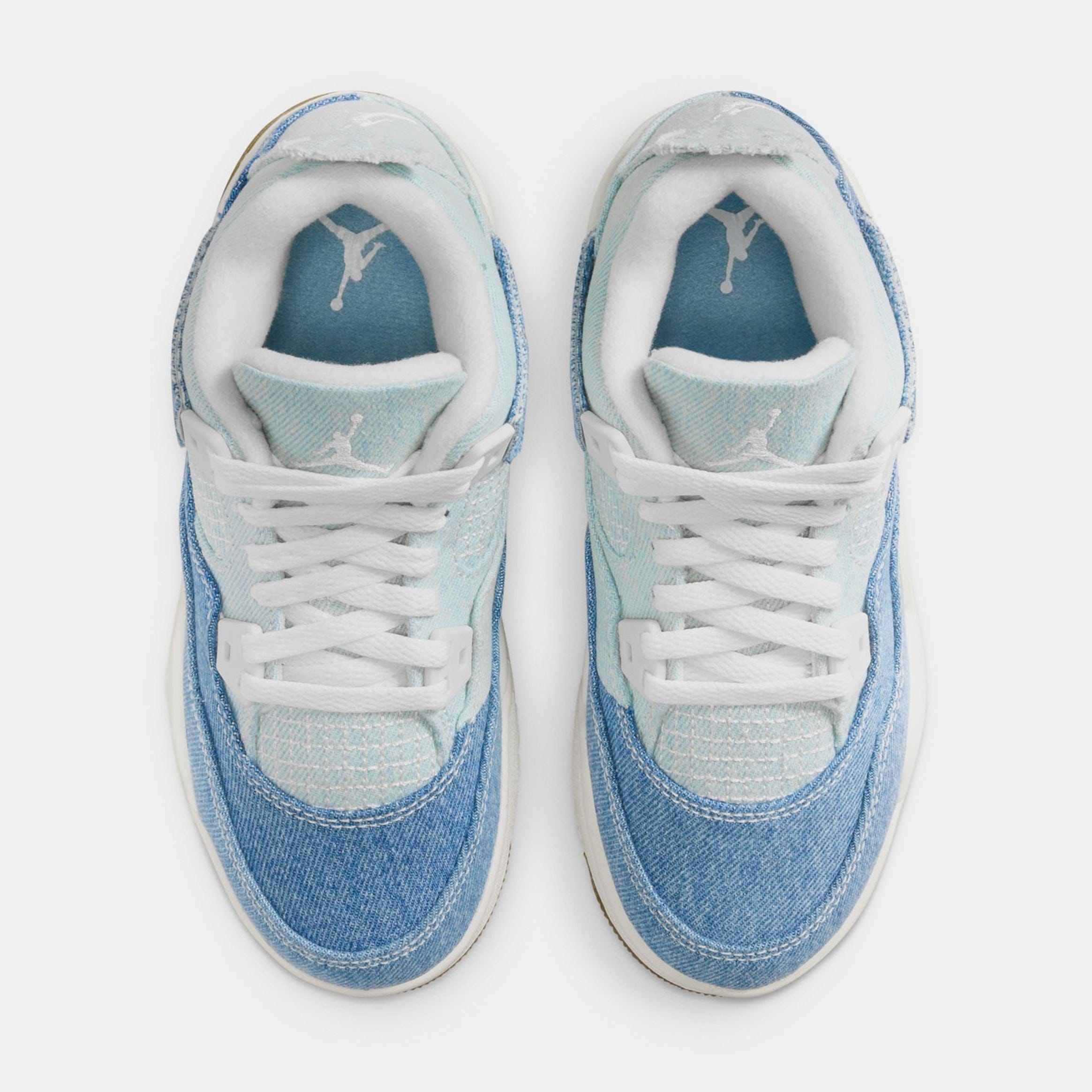 Air Jordan 4 Retro Worn Blue Preschool Lifestyle Shoes (Sail/Gum Light Brown/Worn Blue/Sail/Metallic Gold)