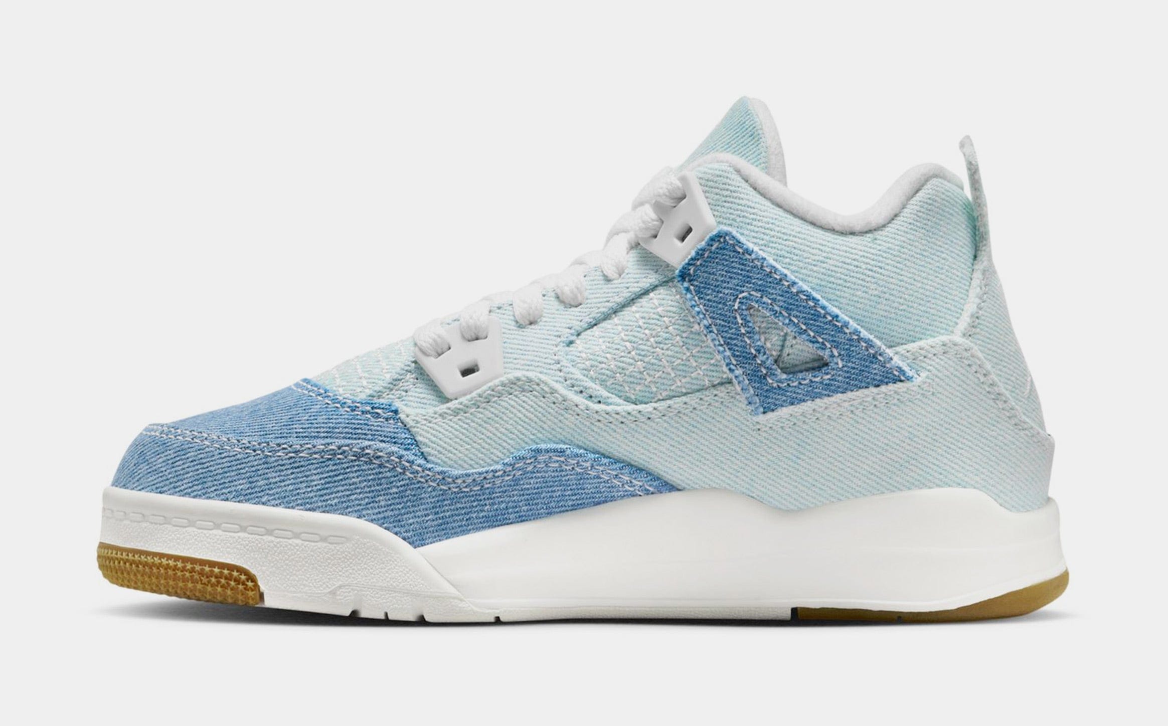 Air Jordan 4 Retro Worn Blue Preschool Lifestyle Shoes (Sail/Gum Light Brown/Worn Blue/Sail/Metallic Gold)