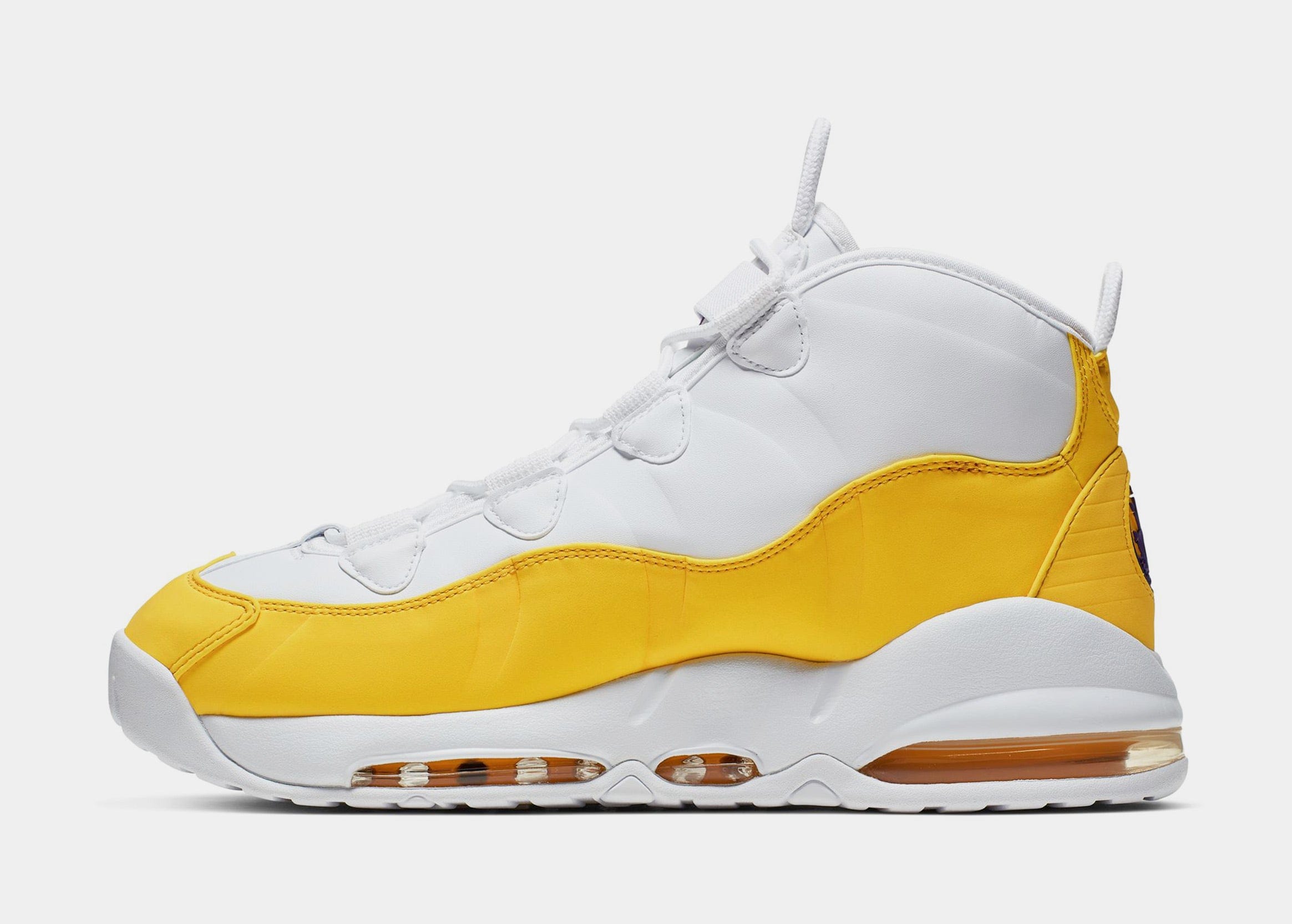 Nike Air Max Uptempo '95 Mens Basketball Shoes (White/Amarillo/Court Purple) Final Sale