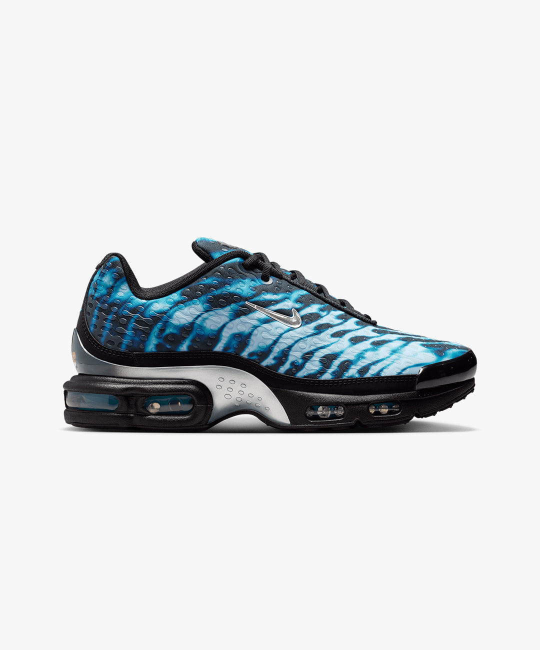 NIKE | AIR MAX PLUS VII { BLACK/CHROME - GAMMA BLUE
