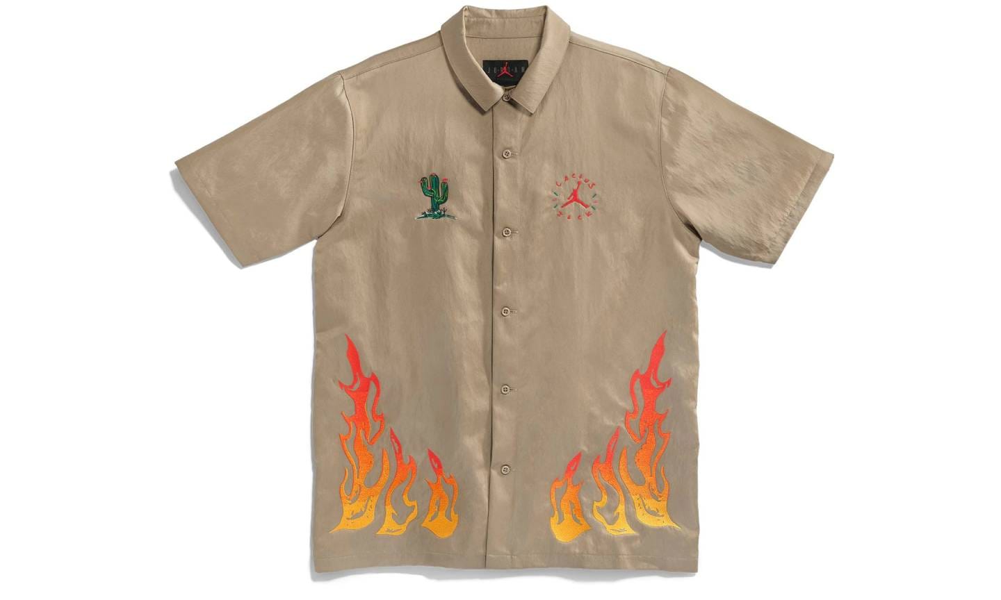 Air Jordan Travis Scott Cactus Jack Button Down Shirt Khaki
