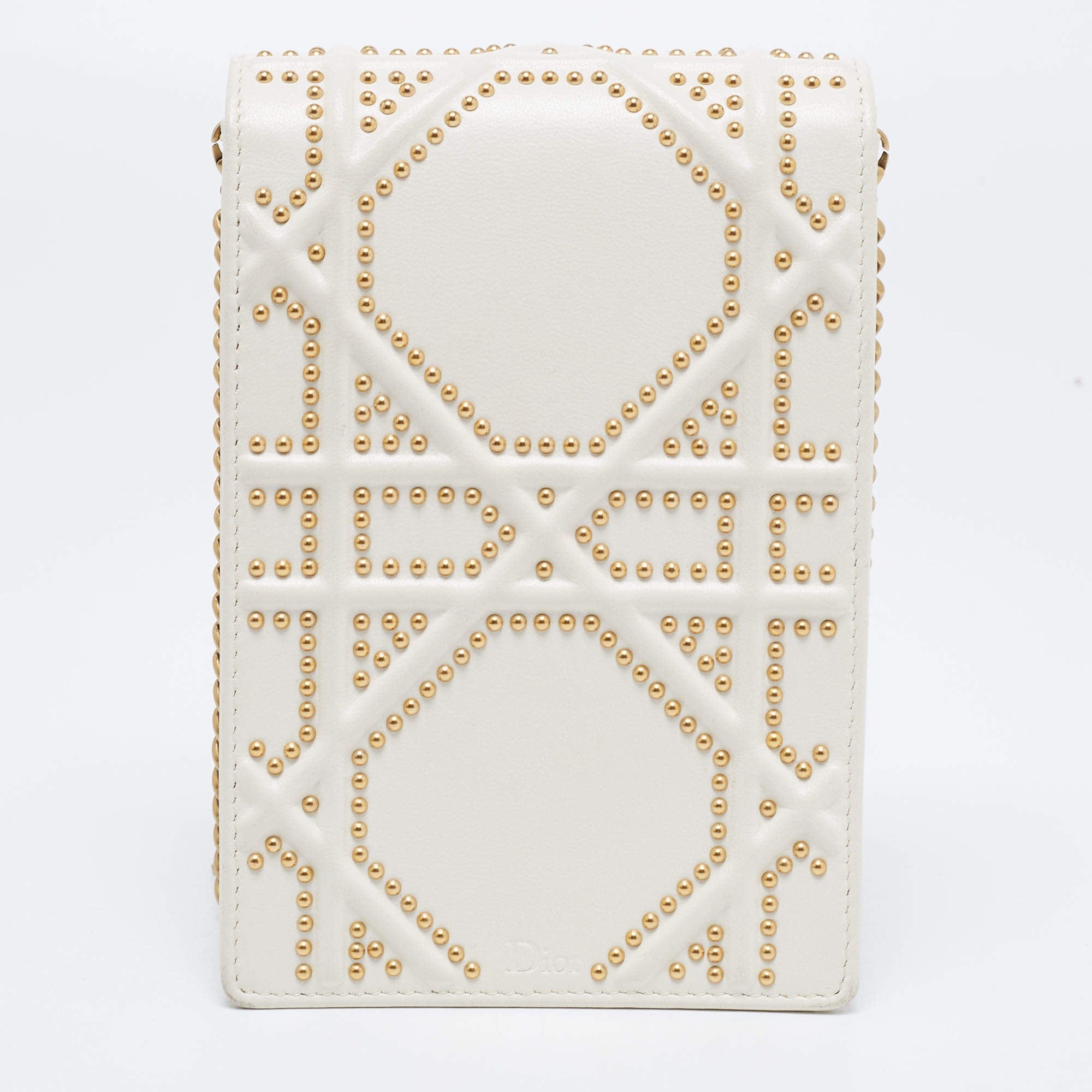 Dior Diorama White Studded Leather Shoulder Crossbody Bag