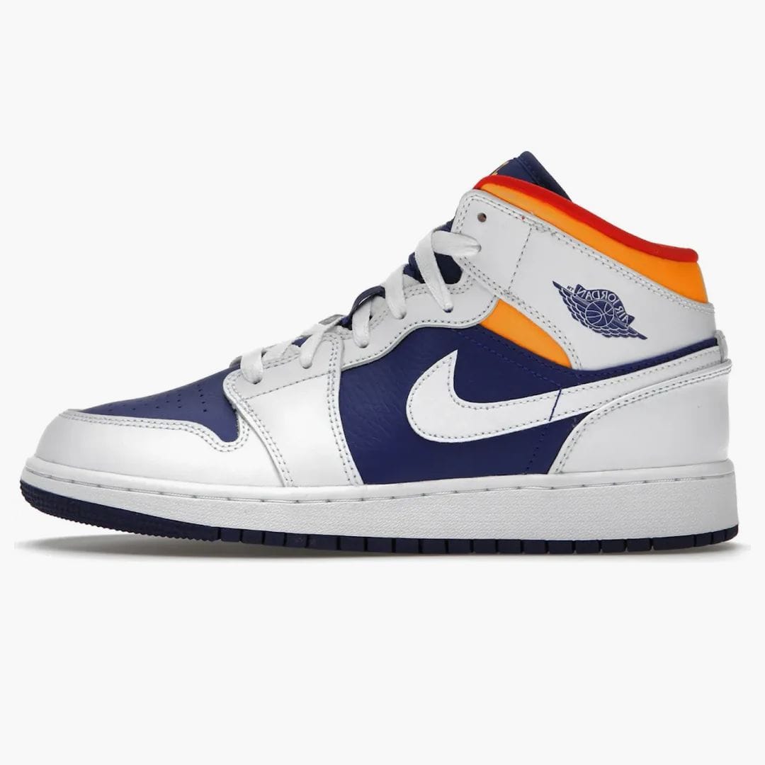 Air Jordan Jordan 1 Mid White Laser Orange Deep Royal Blue (GS)