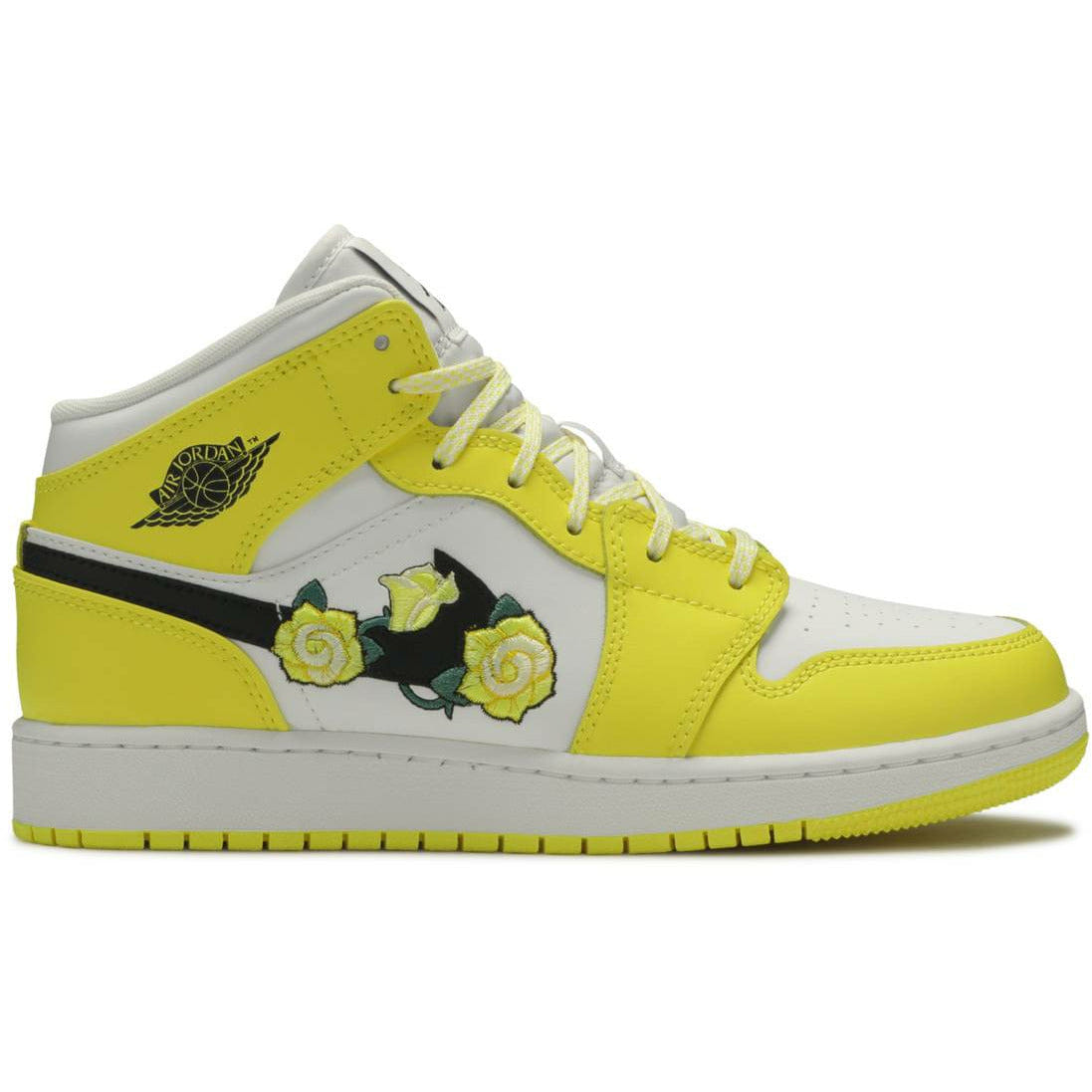 Air Jordan 1 Mid Dynamic Yellow Floral / Rose Patch (GS/Juniors) (2020)
