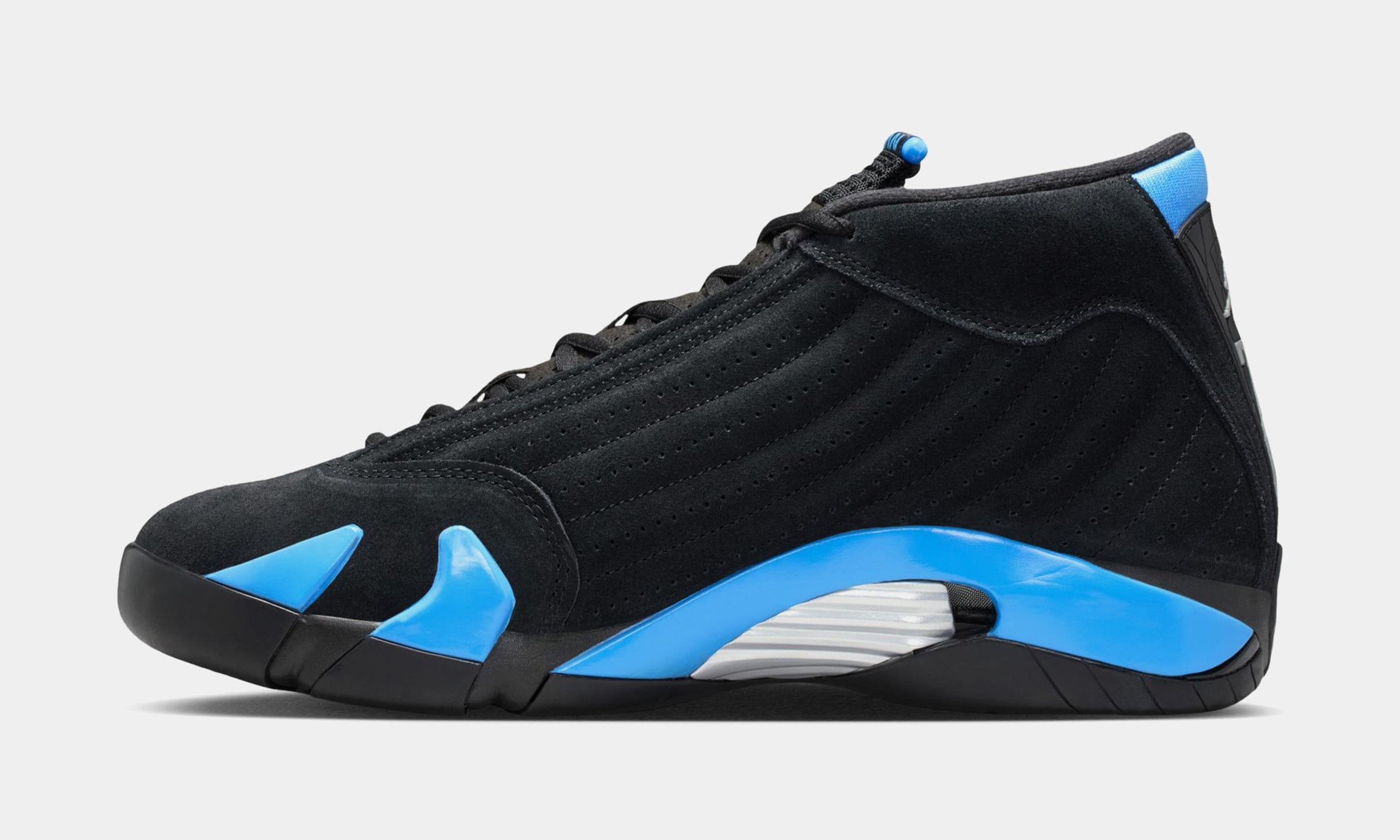 Air Jordan 14 Retro Black University Blue Mens Lifestyle Shoes (Black/White/University Blue/Metallic Silver) Free Shipping