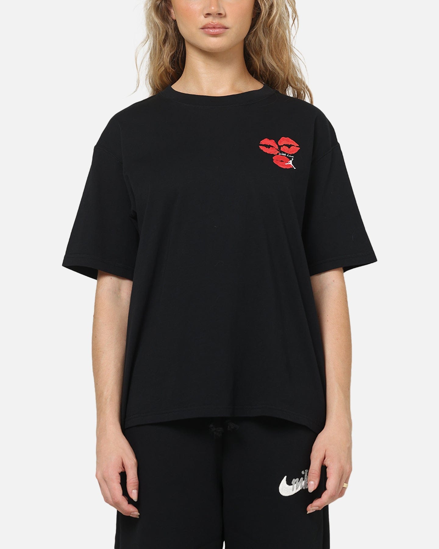 Air Jordan Jordan Women's Flight Graphic Kiss T - Shirt Black/White