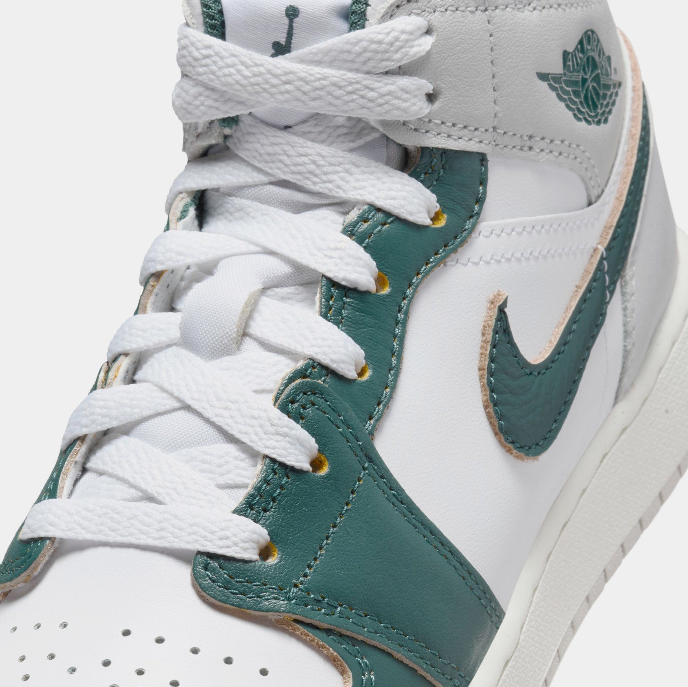 Air Jordan 1 Mid SE Oxidized Green Grade School Lifestyle Shoes (White/Oxidized Green/Sail/Neutral Grey) Final Sale