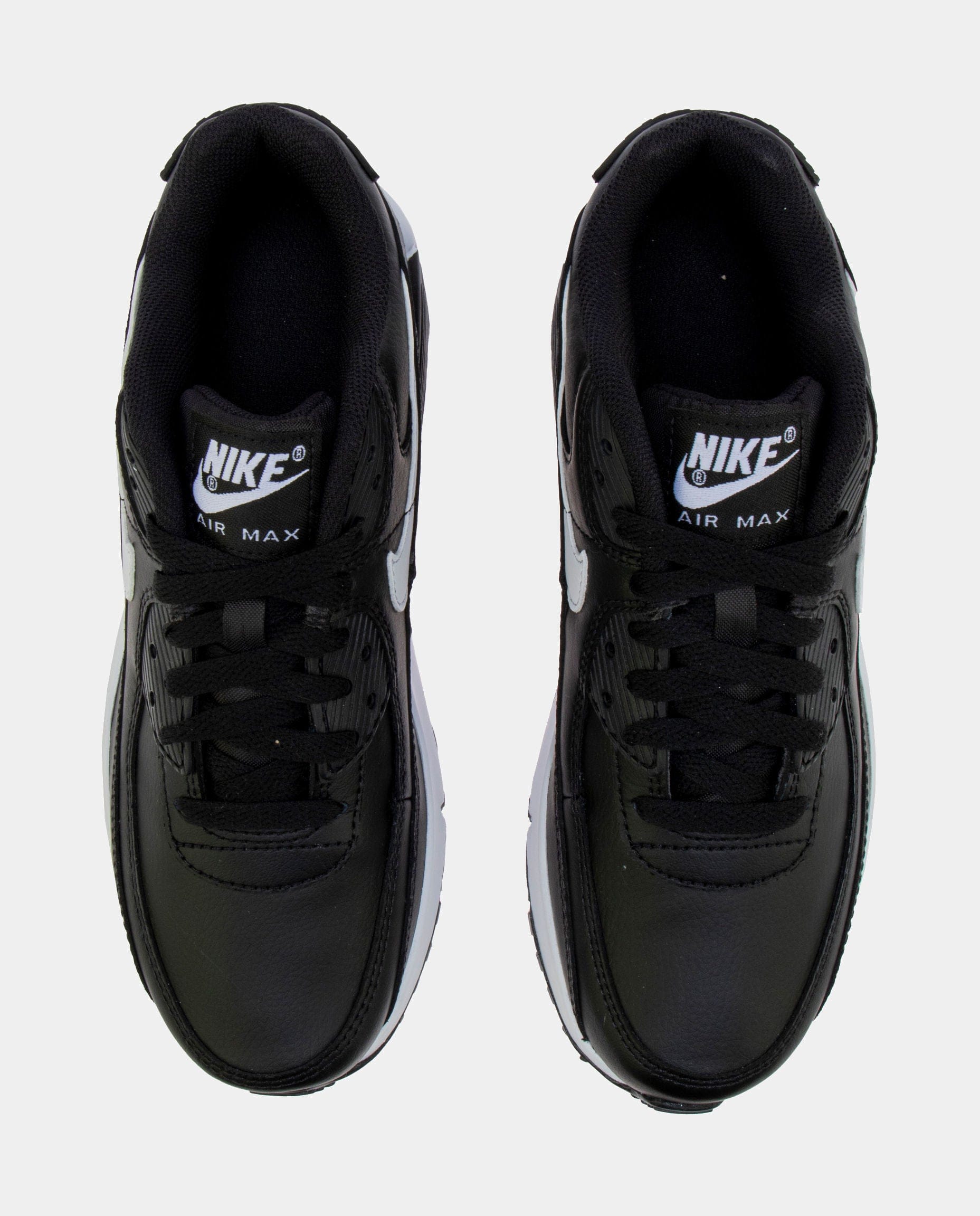Nike Air Max 90 365 Leather Grade School Running Shoes (Black)