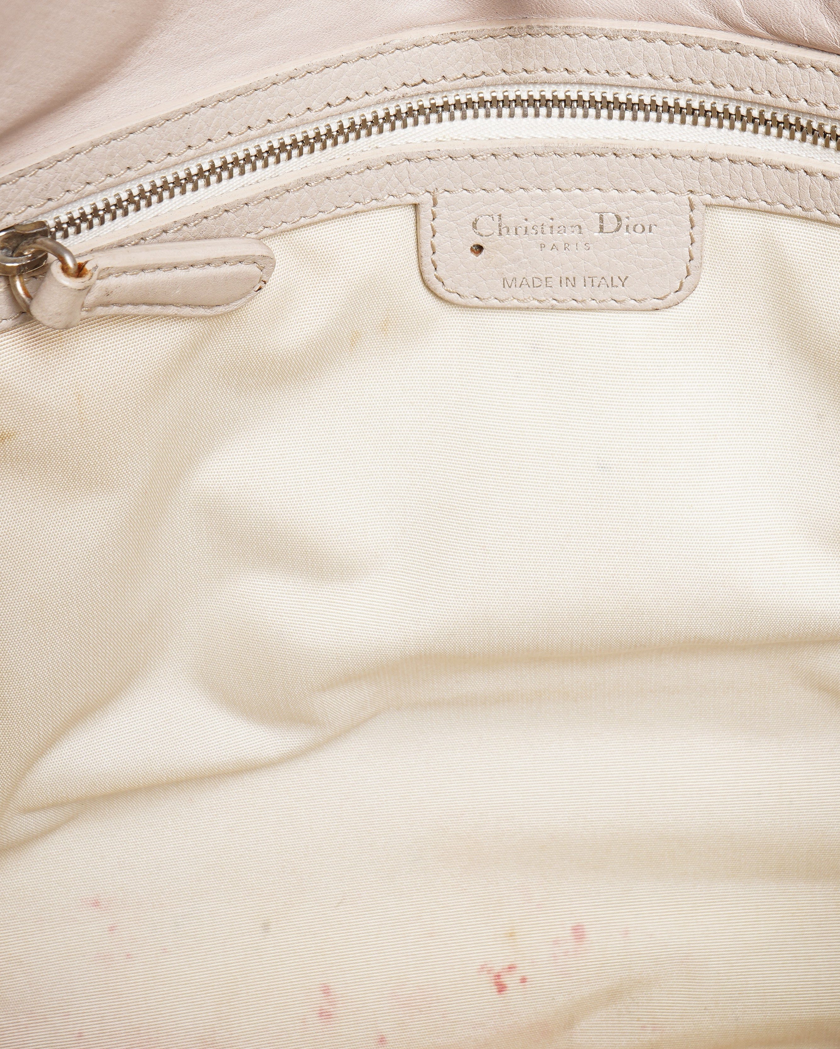 Dior Christian Dior D Charm Handbag Tote Bag Leather Ivory