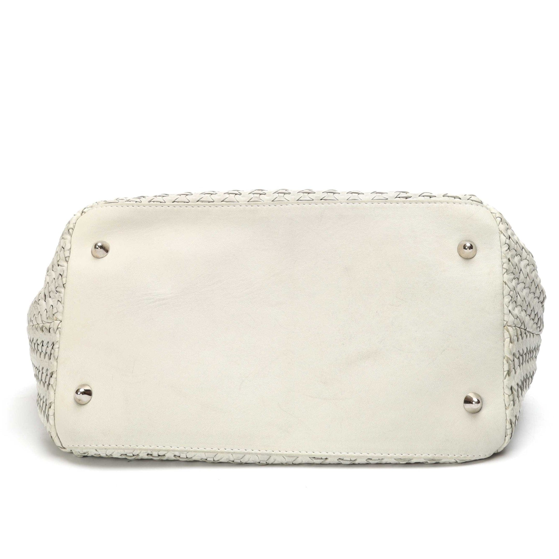 Dior White Lambskin Woven Tote