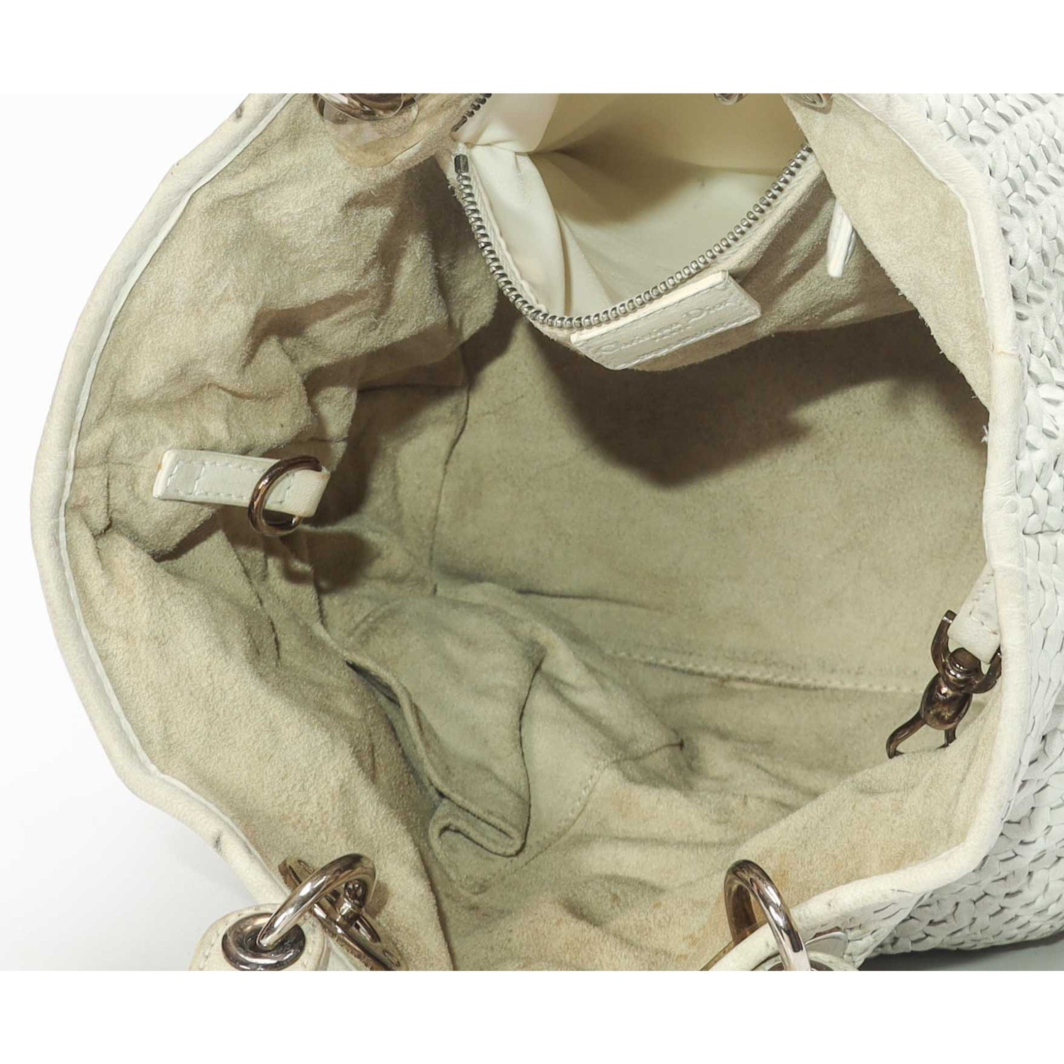 Dior White Lambskin Woven Tote