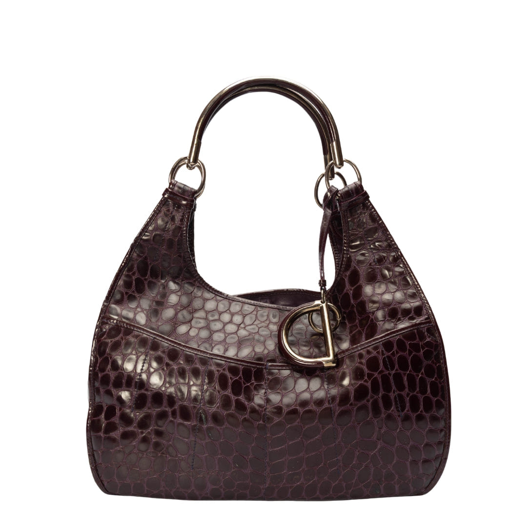 Dior Purple Croc Embossed Patent Leather 61 Tote Bag