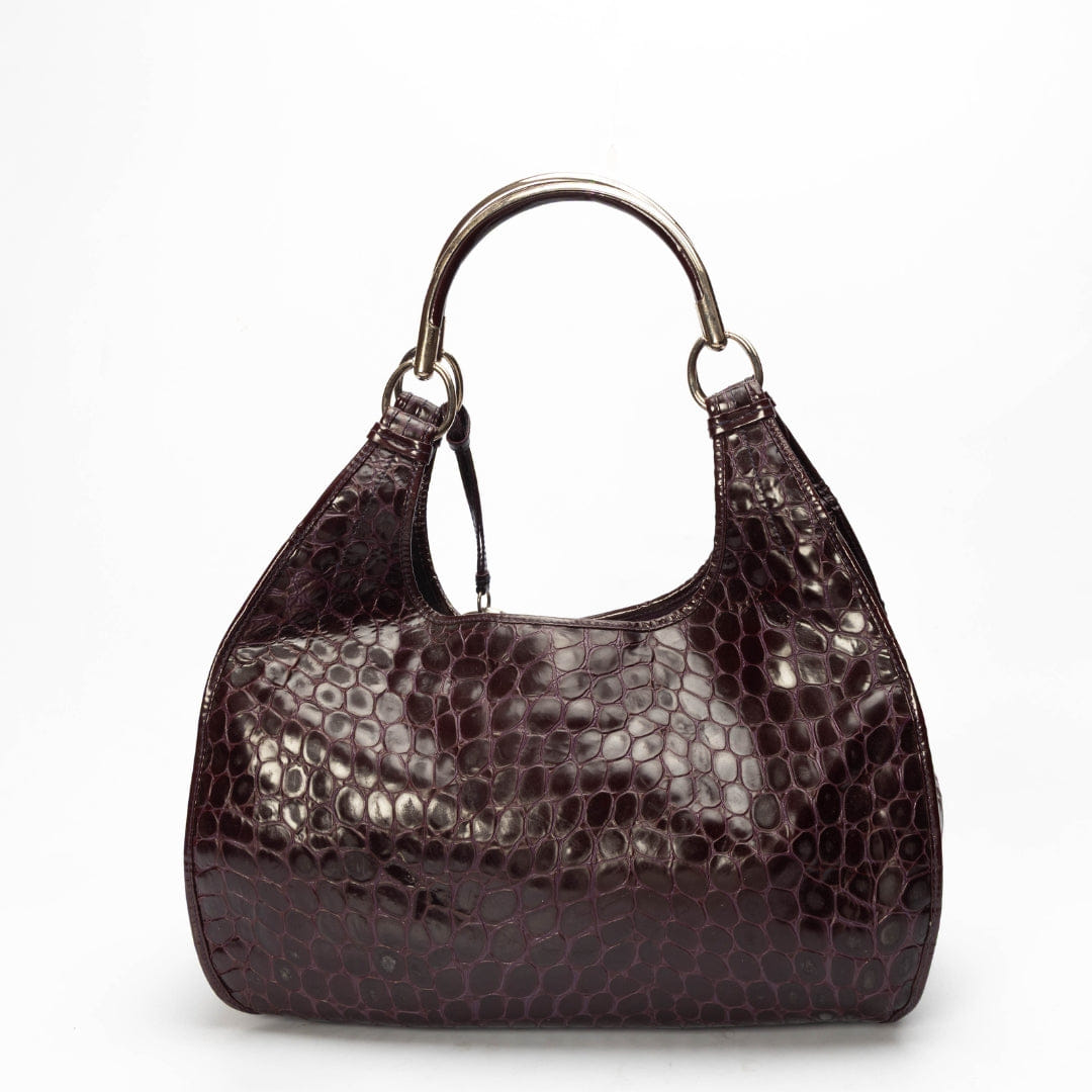 Dior Purple Croc Embossed Patent Leather 61 Tote Bag