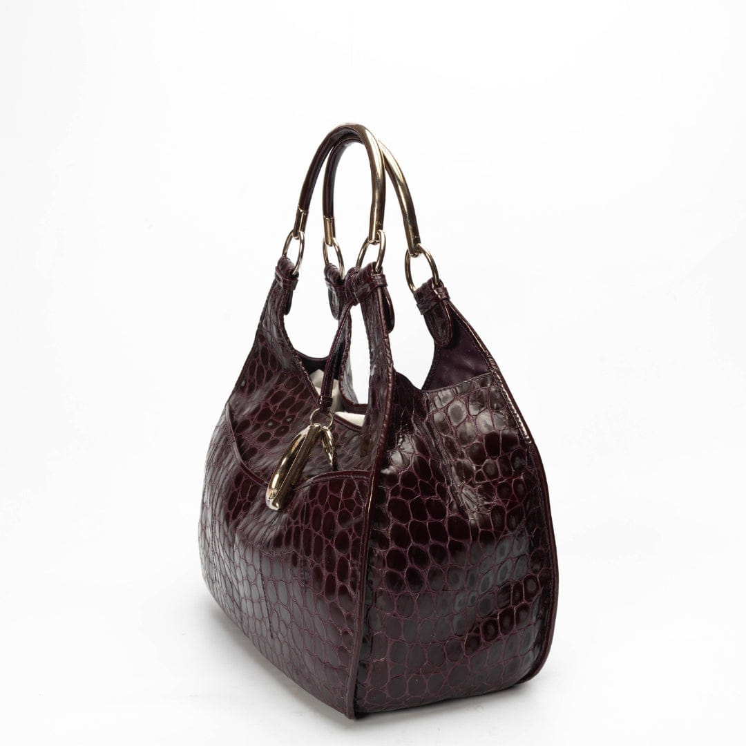 Dior Purple Croc Embossed Patent Leather 61 Tote Bag