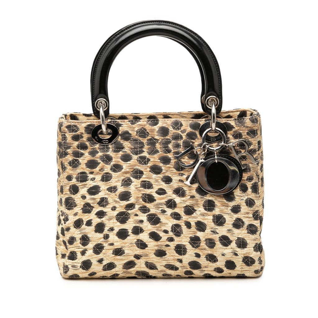 Dior Medium Canvas Cannage Leopard Print Lady Dior