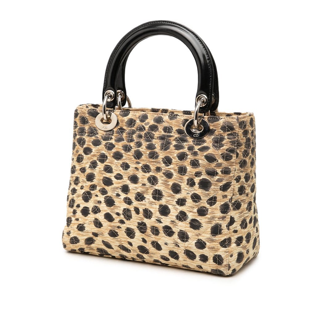 Dior Medium Canvas Cannage Leopard Print Lady Dior