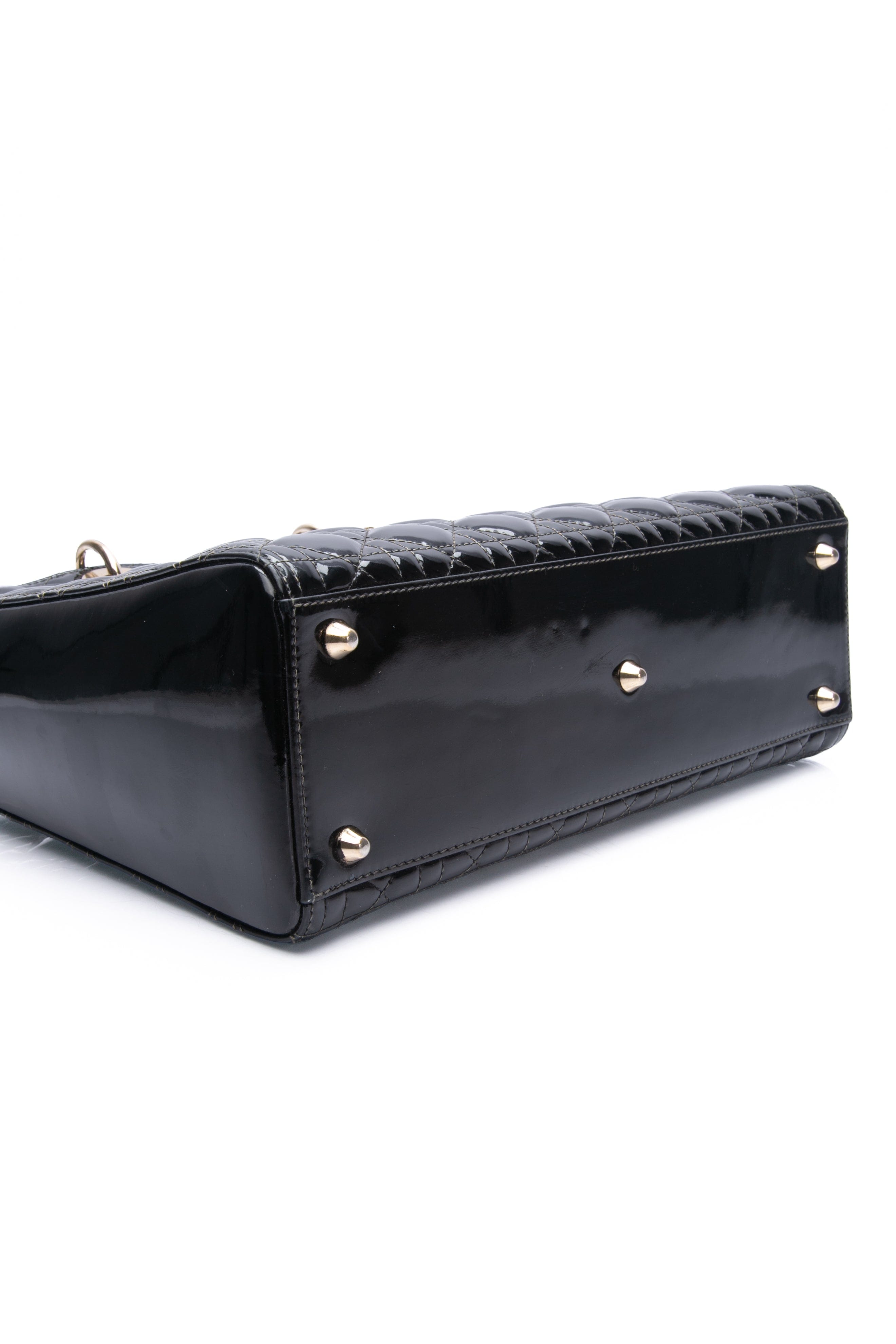 DIOR Black Patent Cannage Large Lady Dior