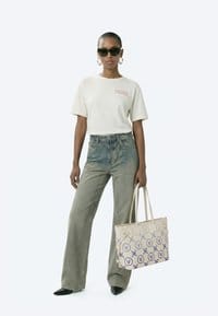 Valentino Samba Re Print Handbag Ecru/Bluette