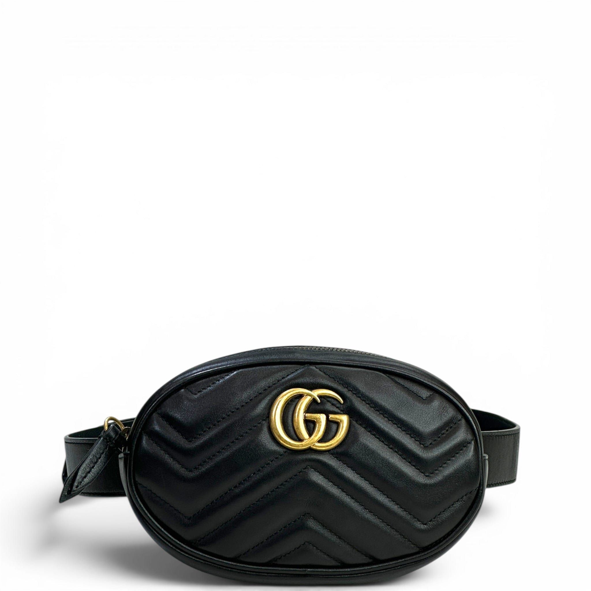 Gucci GG Marmont Oval Handbag Black Leather