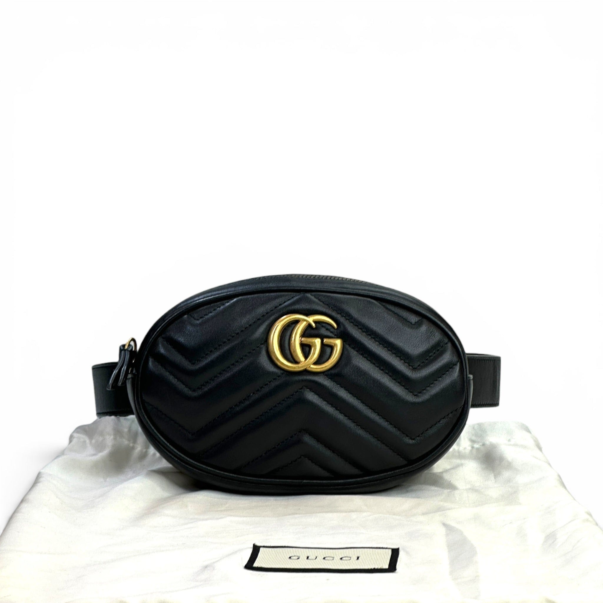Gucci GG Marmont Oval Handbag Black Leather