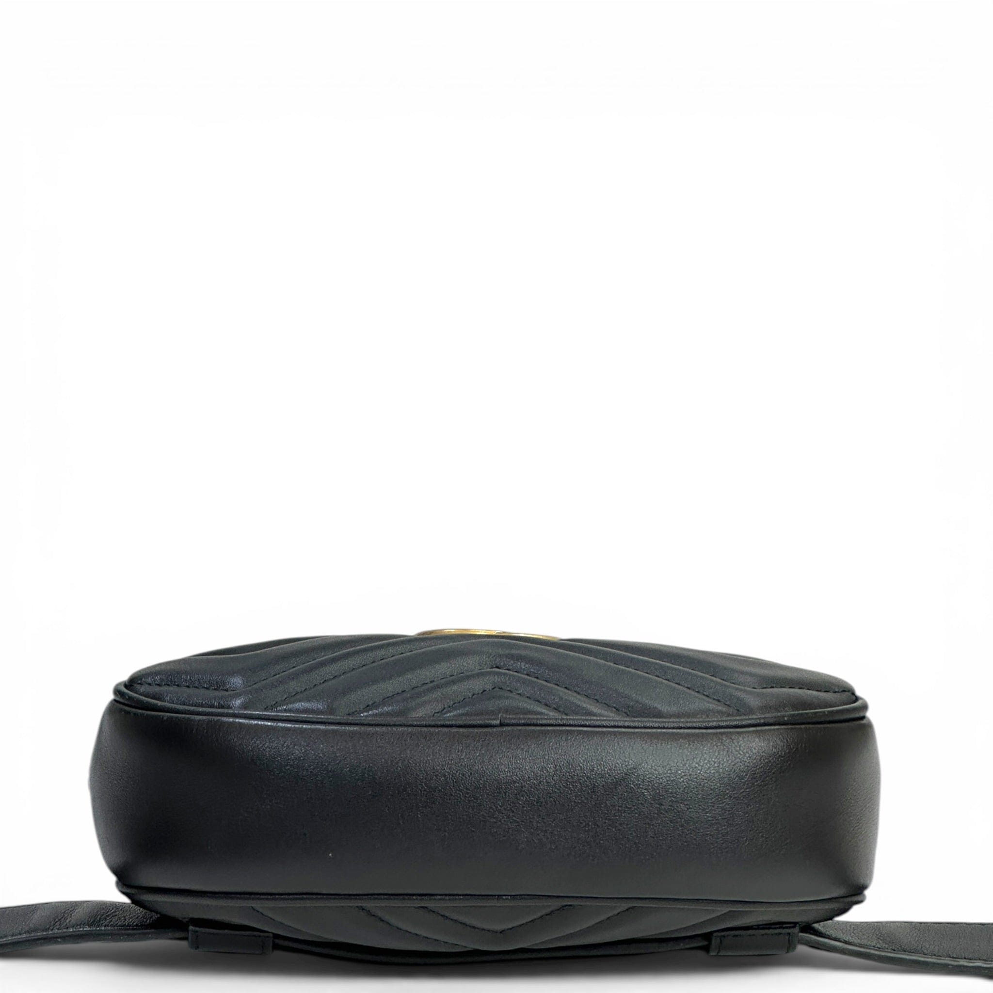 Gucci GG Marmont Oval Handbag Black Leather