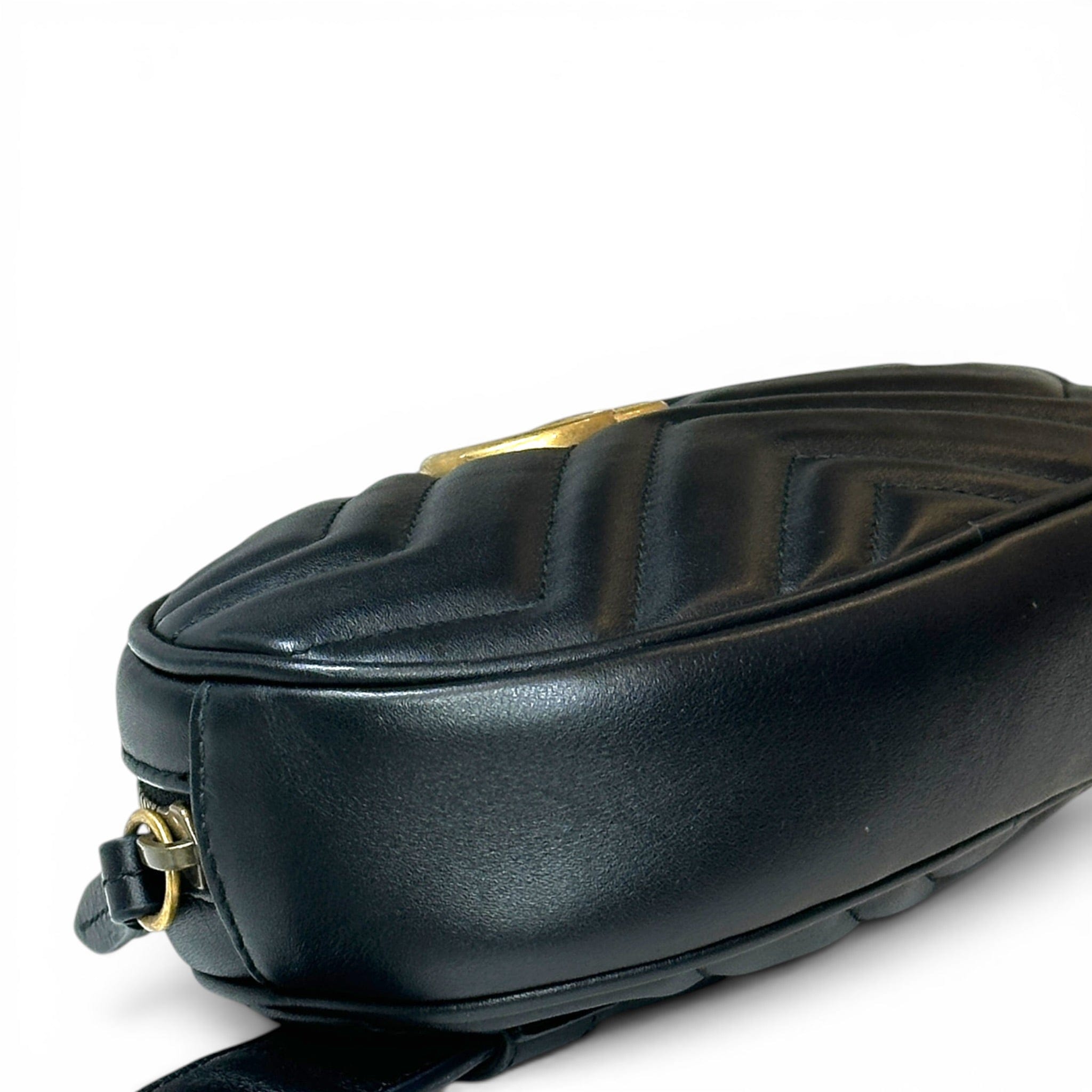 Gucci GG Marmont Oval Handbag Black Leather