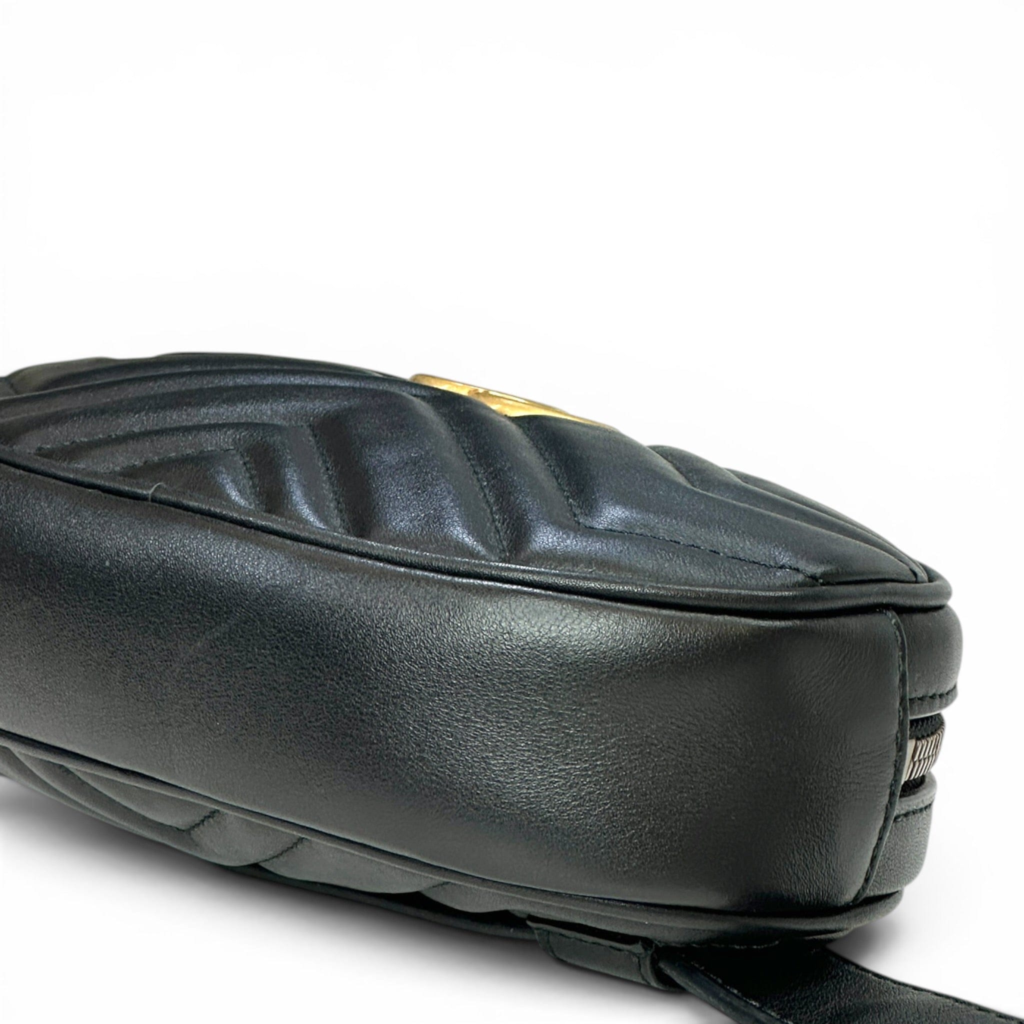 Gucci GG Marmont Oval Handbag Black Leather