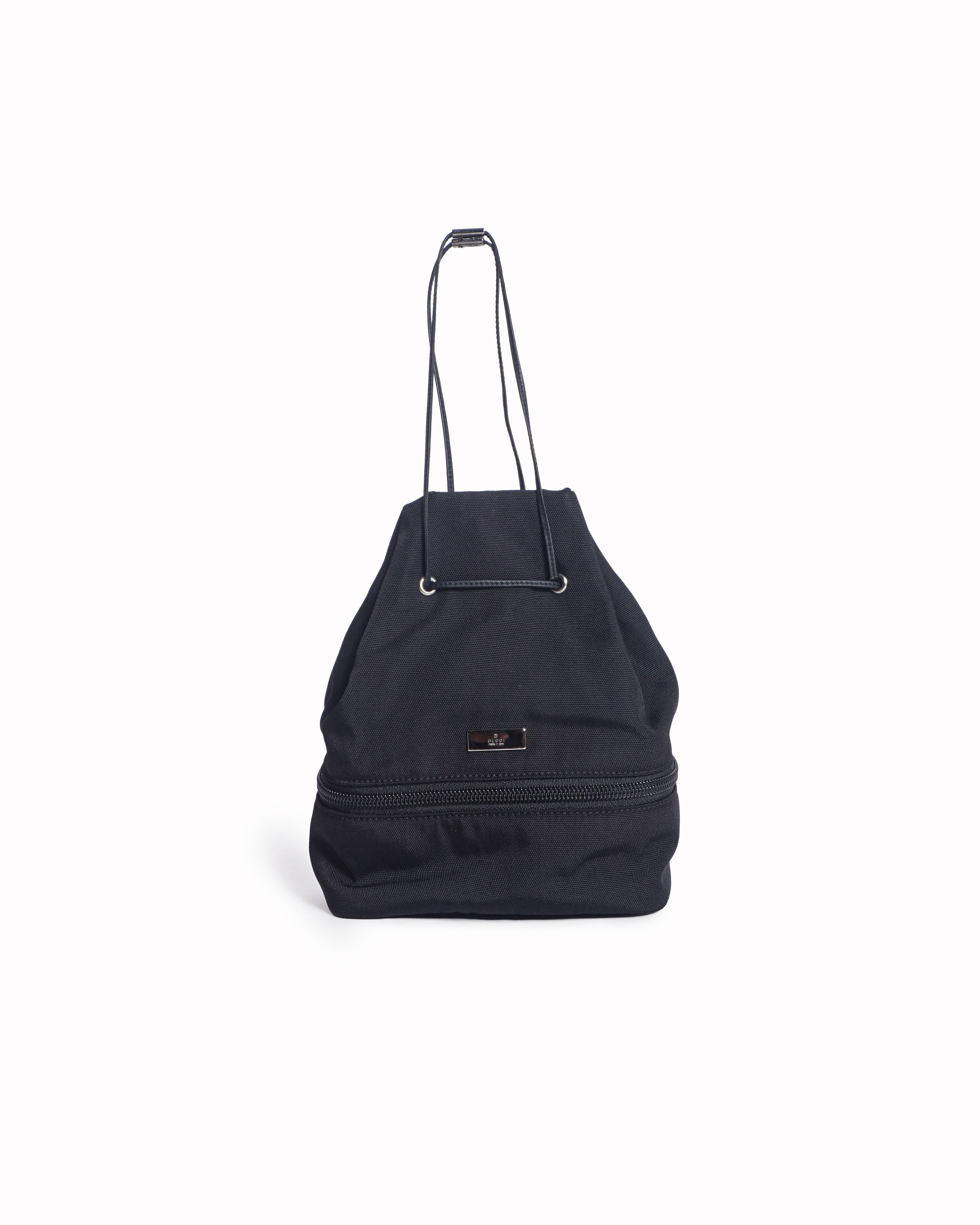 Gucci Black Nylon Mini Drawstring Bucket Handbag