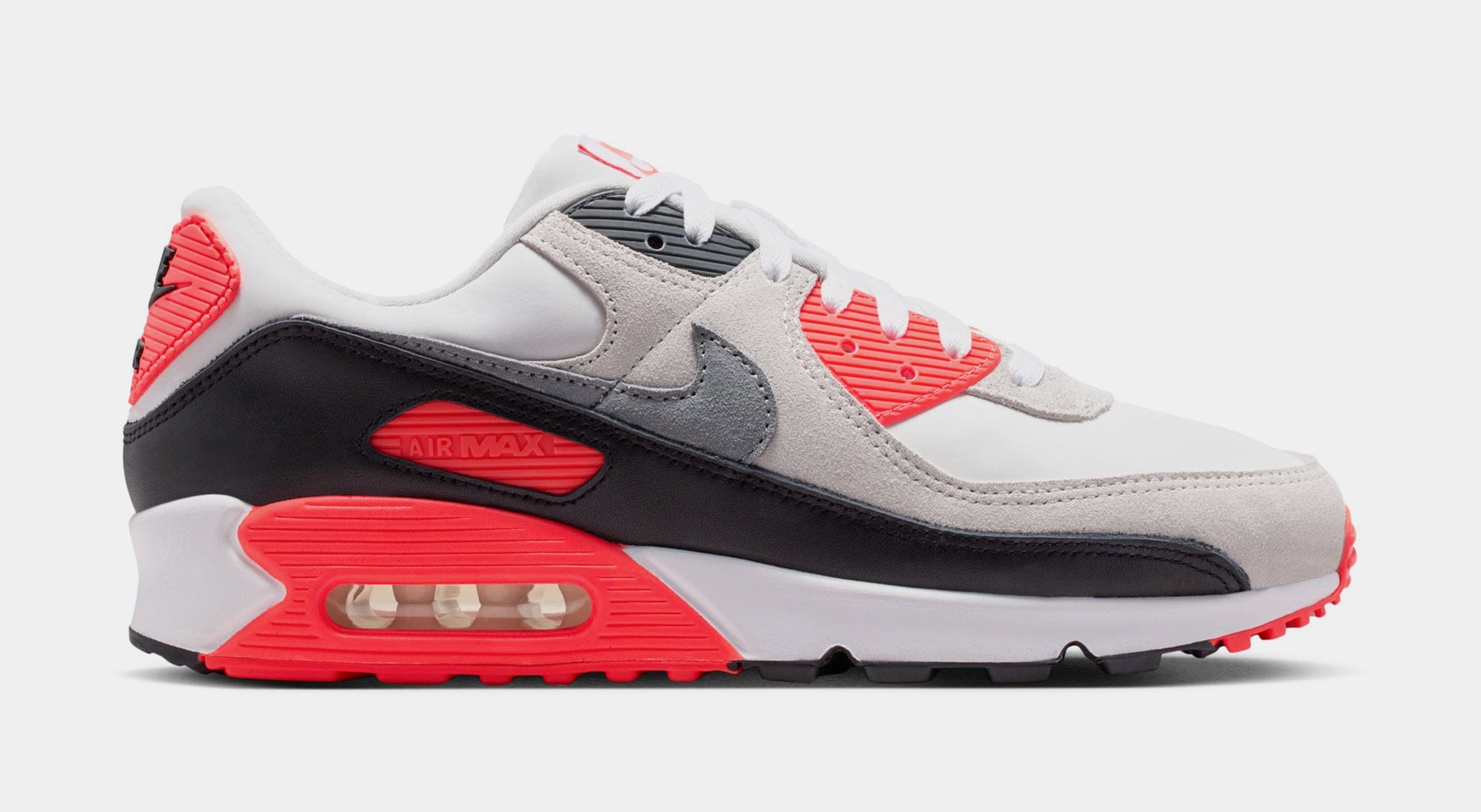 Nike Air Max 90 Infrared Mens Running Shoes (White/Particle Grey/Light Smoke Grey/Black)