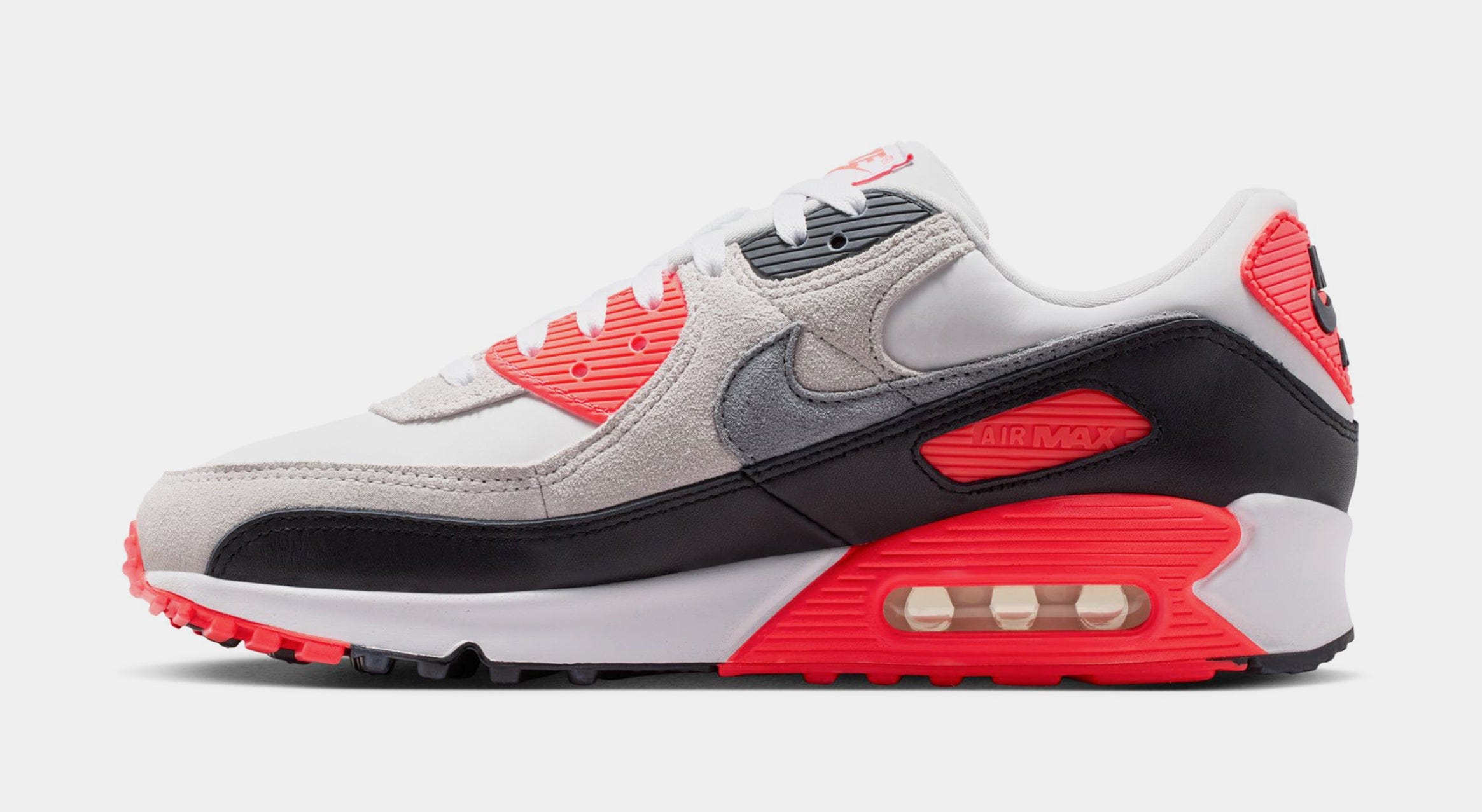 Nike Air Max 90 Infrared Mens Running Shoes (White/Particle Grey/Light Smoke Grey/Black)