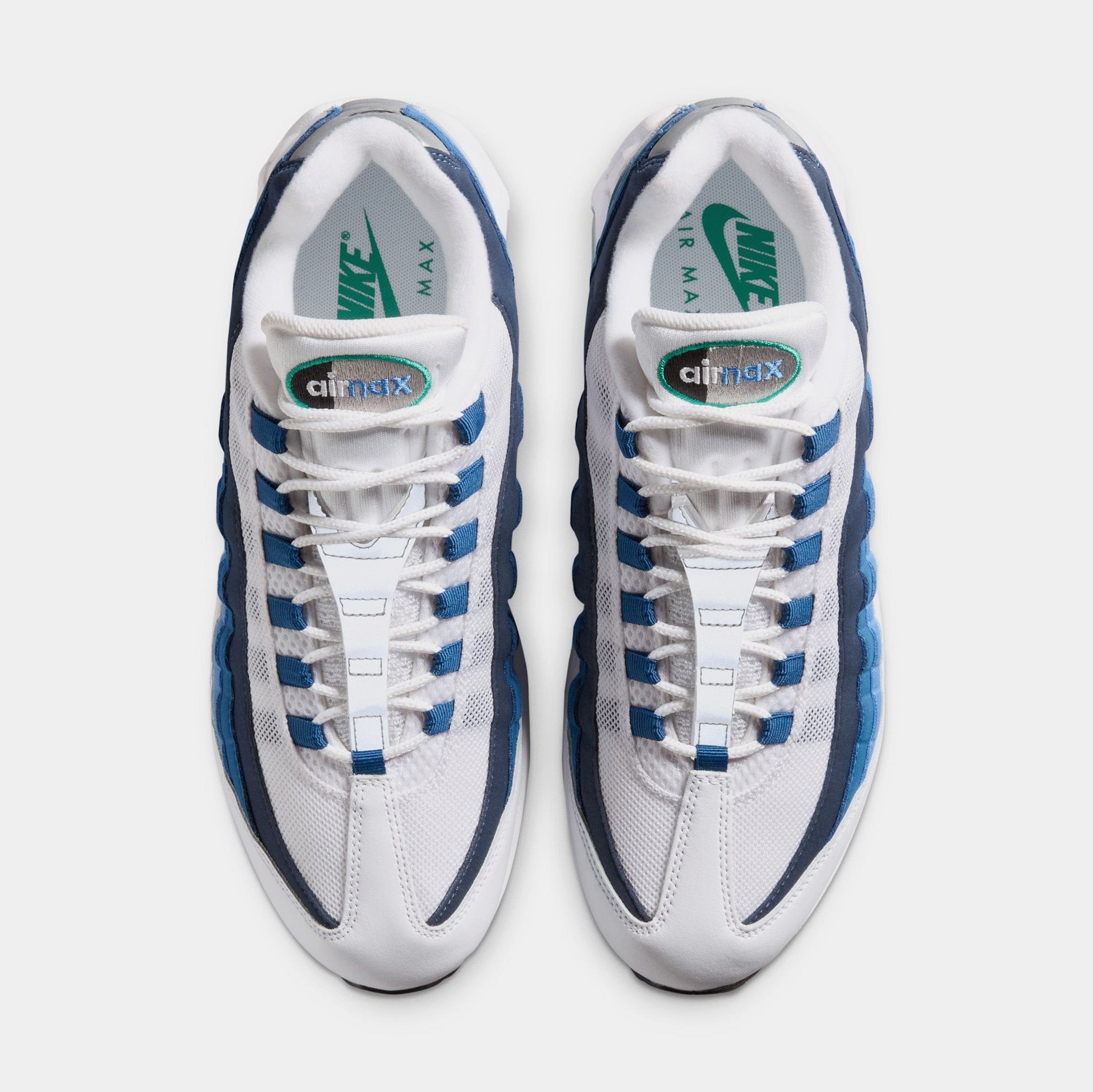 Nike Air Max 95 Big Bubble Slate Mens Running Shoes (White/Emerald Green/Lake Blue) Free Shipping