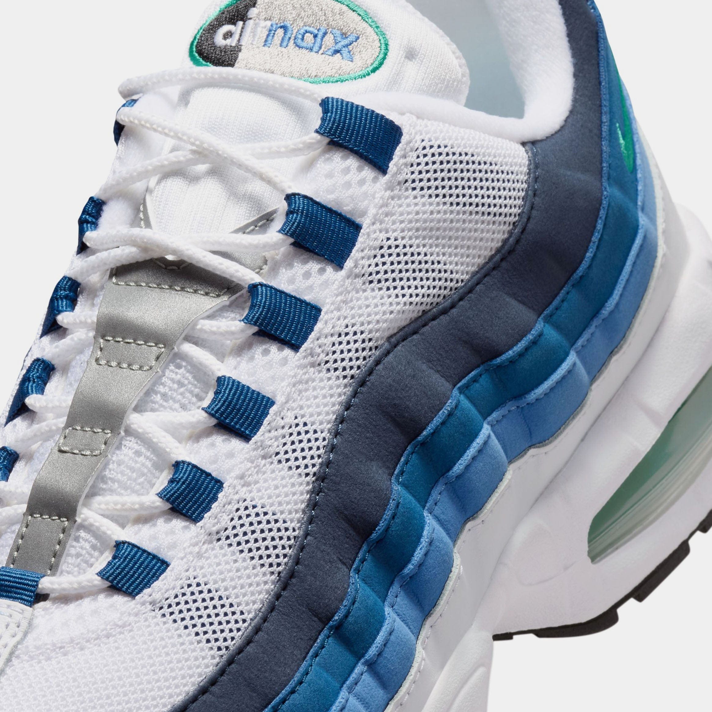 Nike Air Max 95 Big Bubble Slate Mens Running Shoes (White/Emerald Green/Lake Blue) Free Shipping