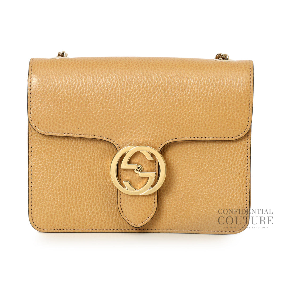 Gucci Dollar Interlocking G Light Brown Leather Crossbody Bag
