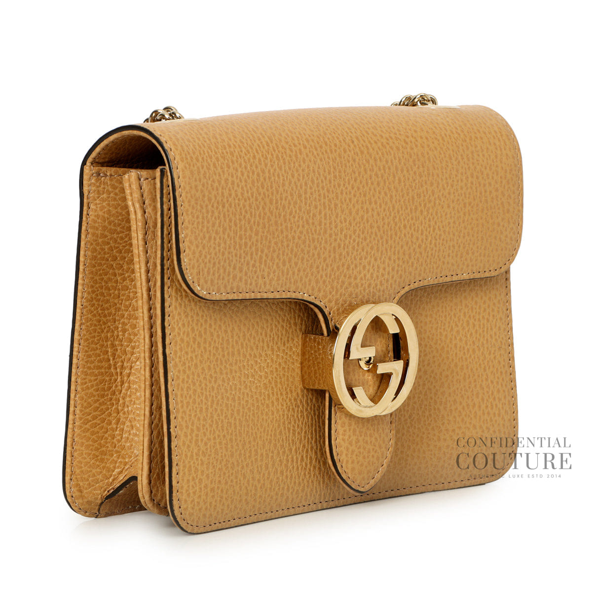 Gucci Dollar Interlocking G Light Brown Leather Crossbody Bag