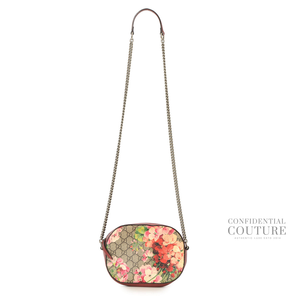 Gucci Old Rose Leather Blooms Coated Canvas Mini Crossbody Bag